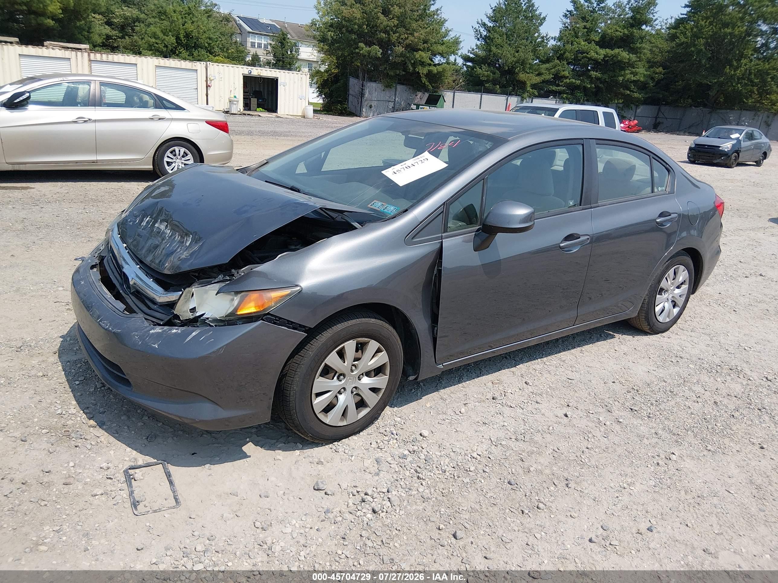 2012 Honda Civic Lx Gray vin: 2HGFB2F58CH316508