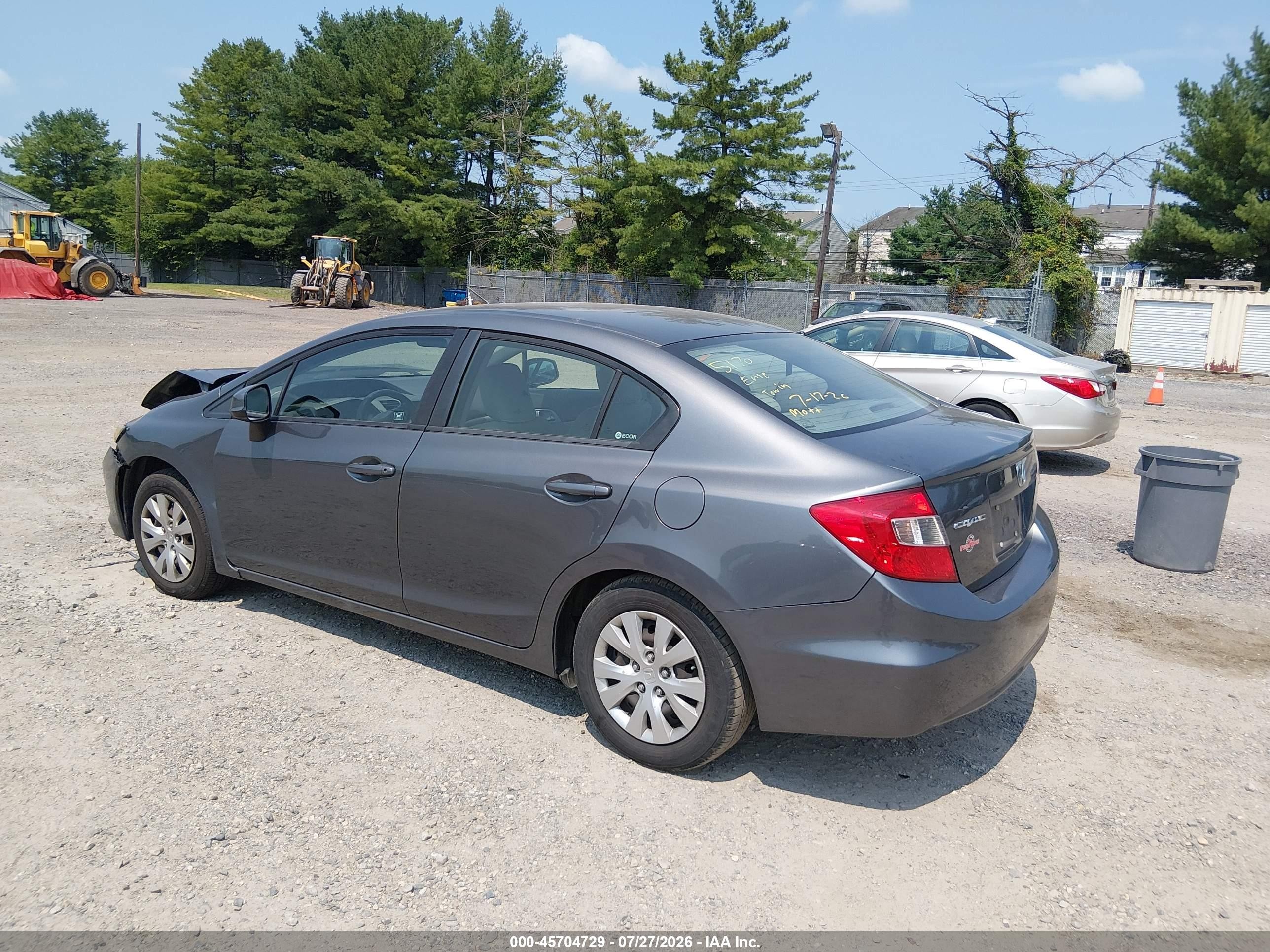 2012 Honda Civic Lx Gray vin: 2HGFB2F58CH316508
