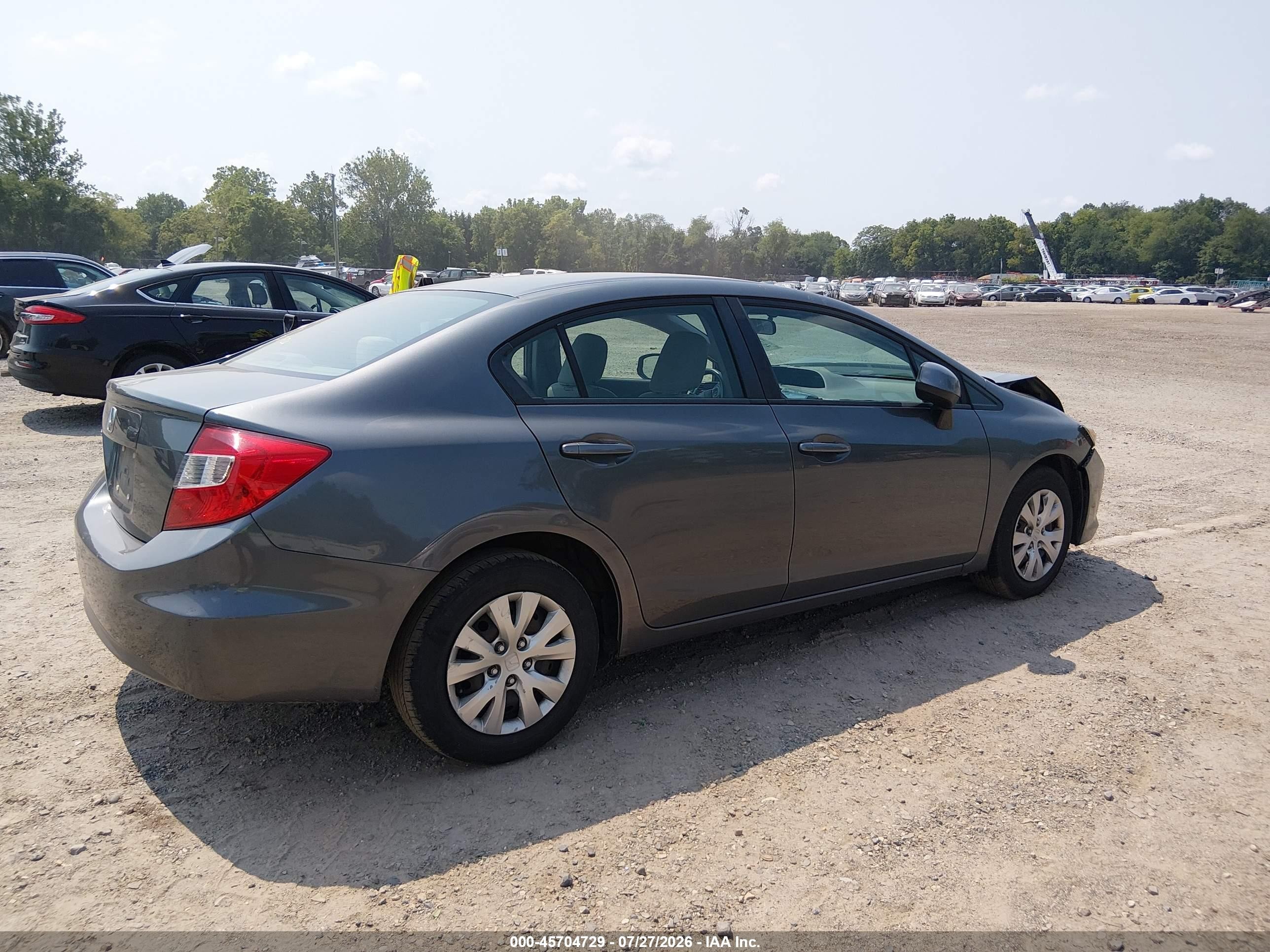 2012 Honda Civic Lx Gray vin: 2HGFB2F58CH316508