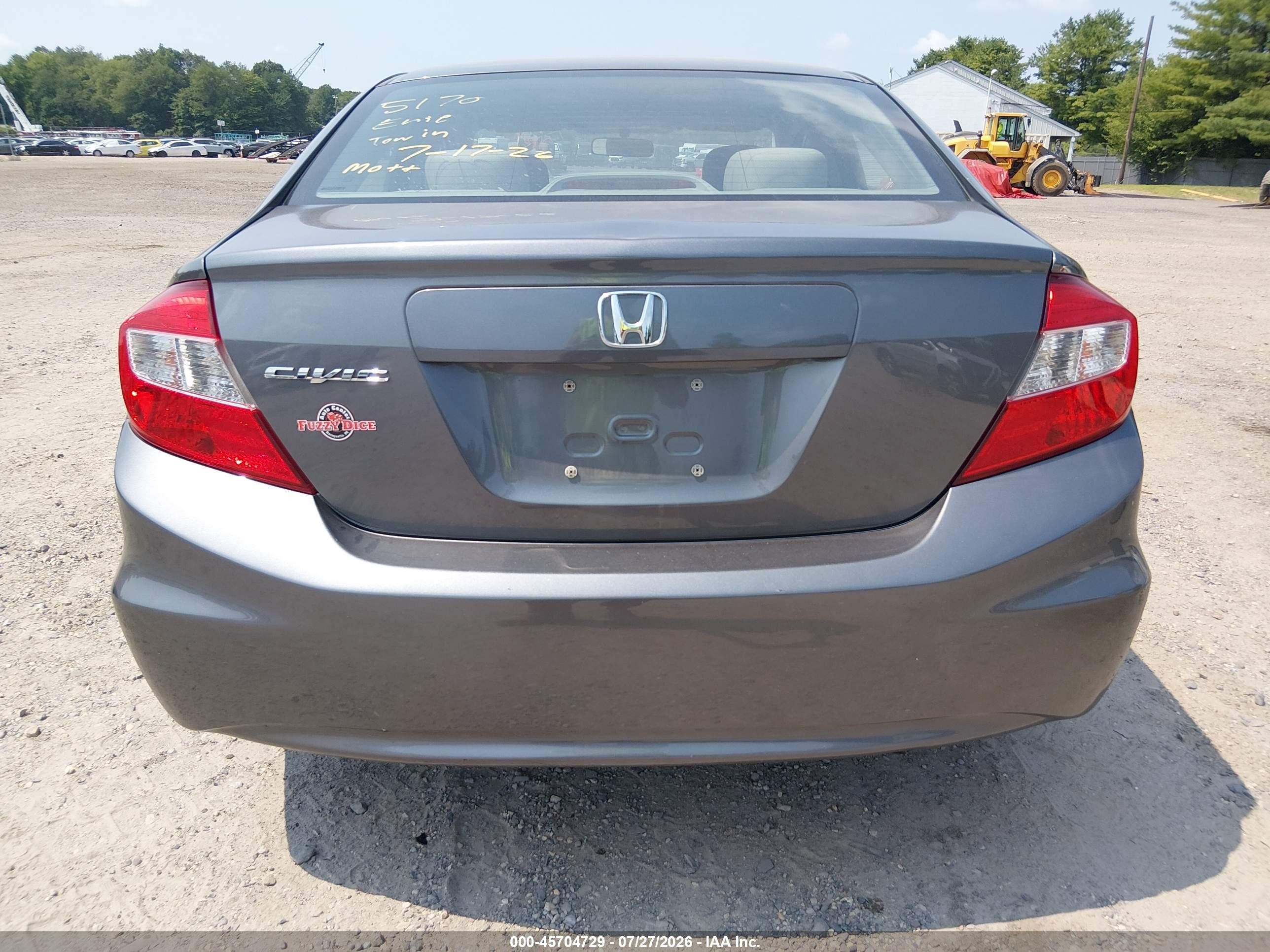 2012 Honda Civic Lx Gray vin: 2HGFB2F58CH316508