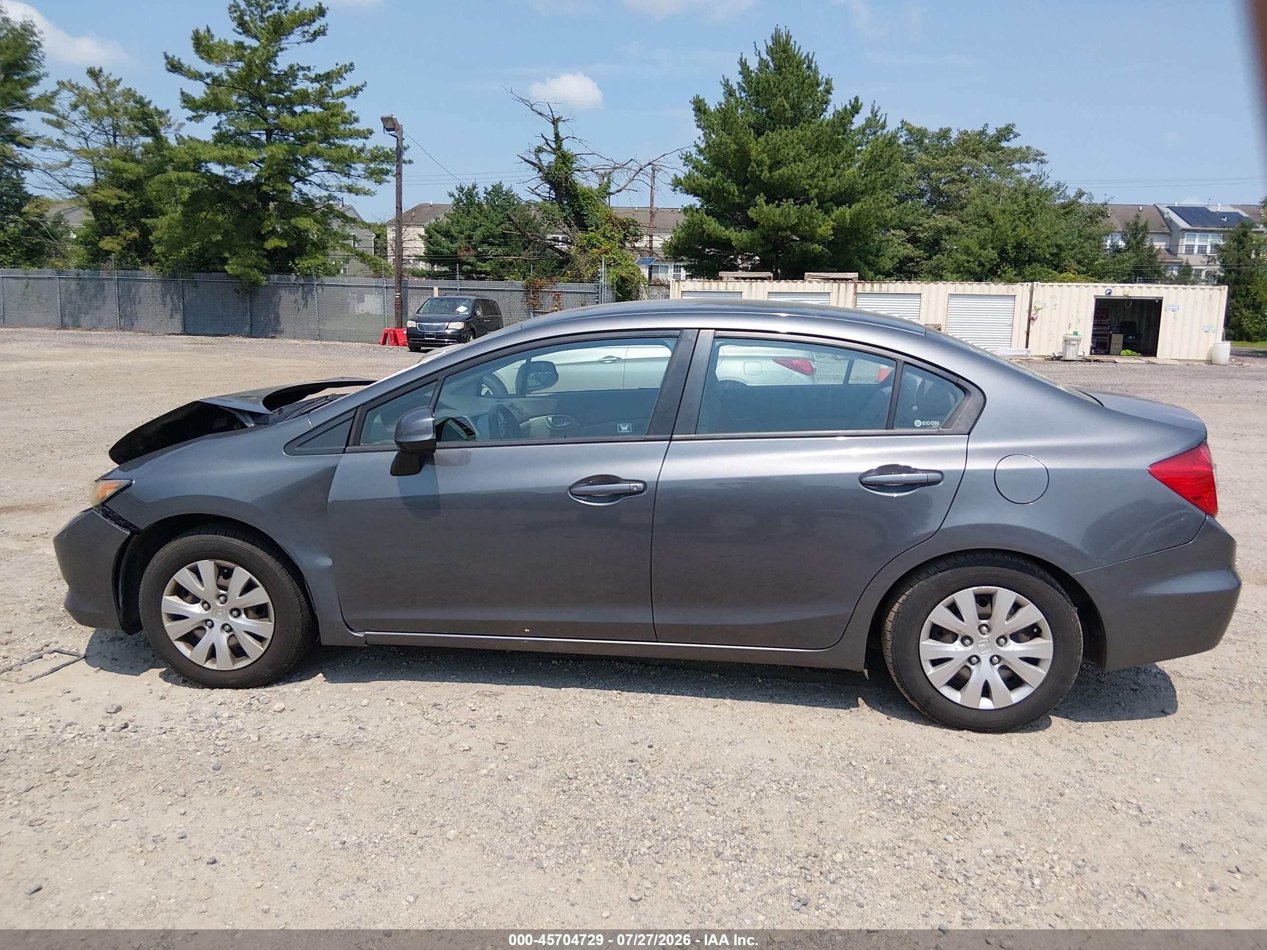 2012 Honda Civic Lx Gray vin: 2HGFB2F58CH316508