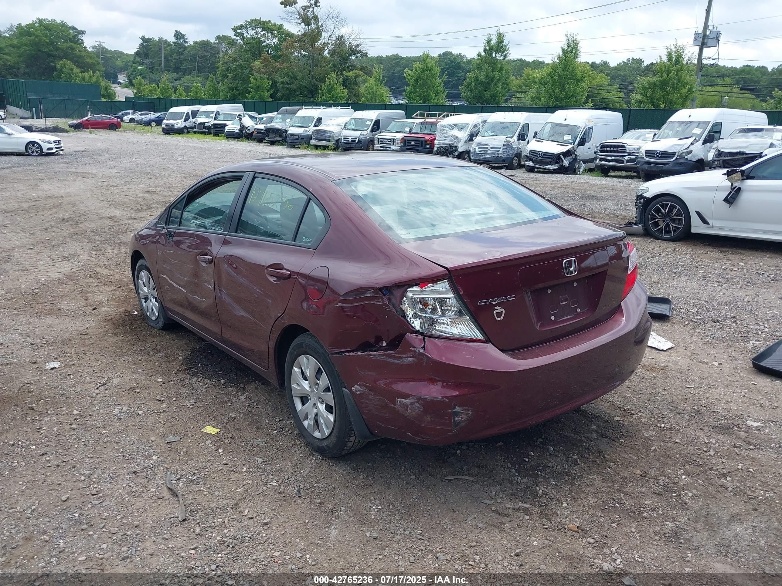 2012 Honda Civic Lx Burgundy vin: 2HGFB2F58CH501299
