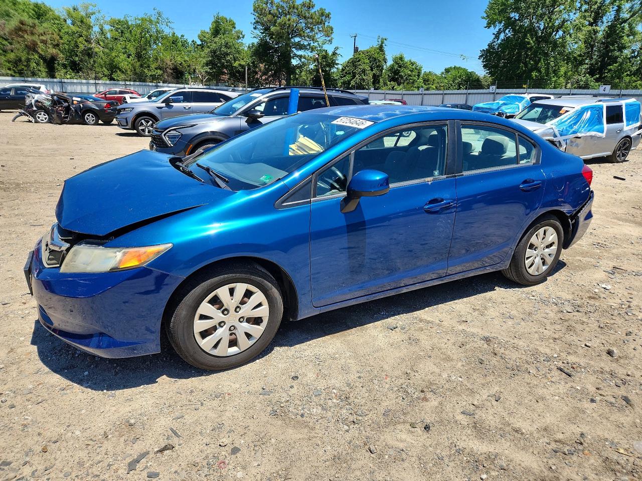 2012 Honda Civic Lx Blue vin: 2HGFB2F58CH533797