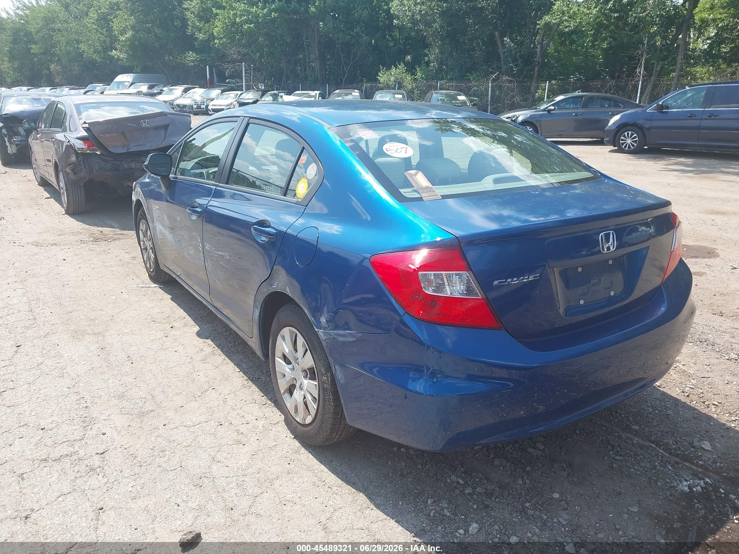 2012 Honda Civic Lx Blue vin: 2HGFB2F58CH543150