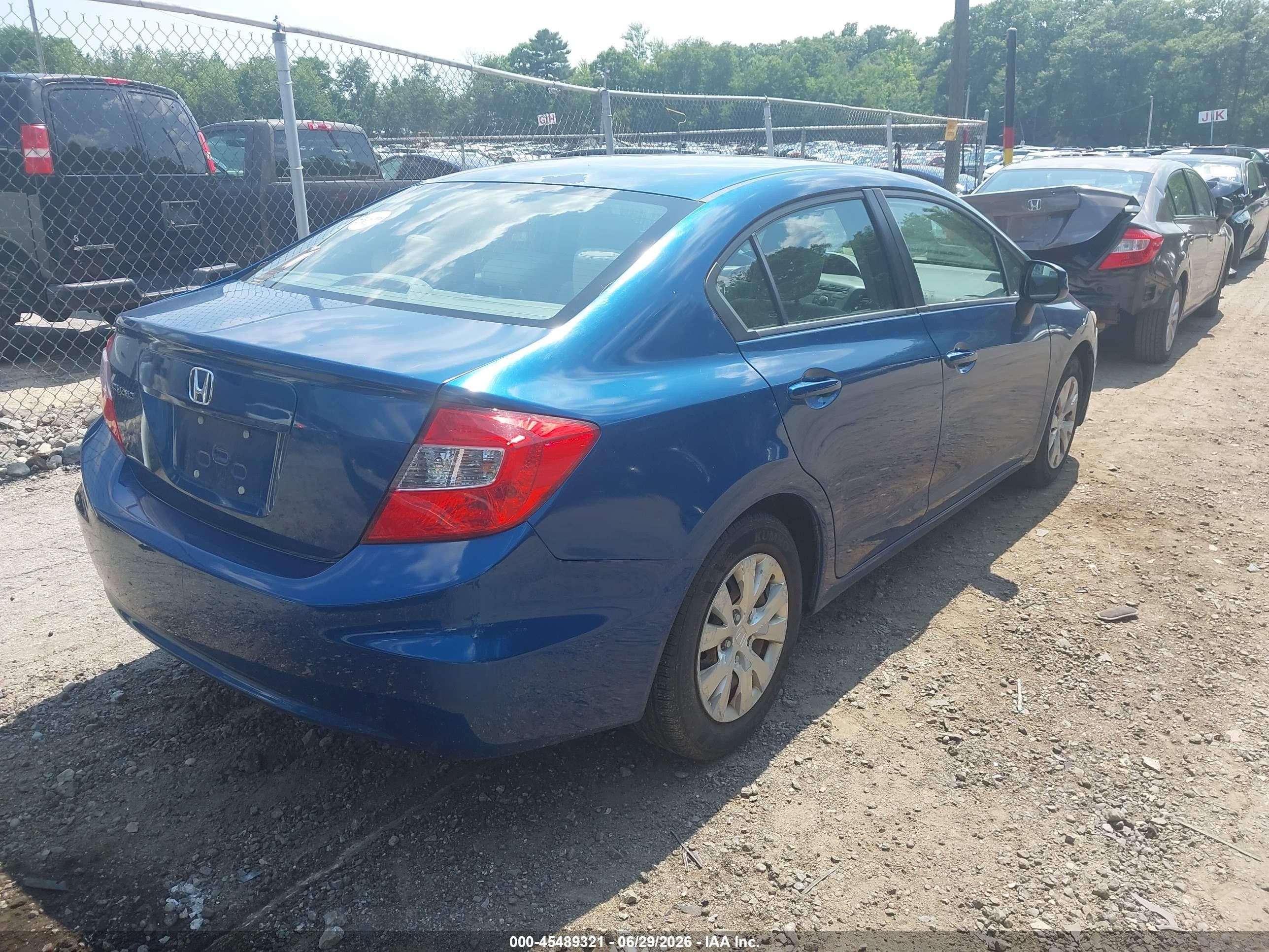 2012 Honda Civic Lx Blue vin: 2HGFB2F58CH543150