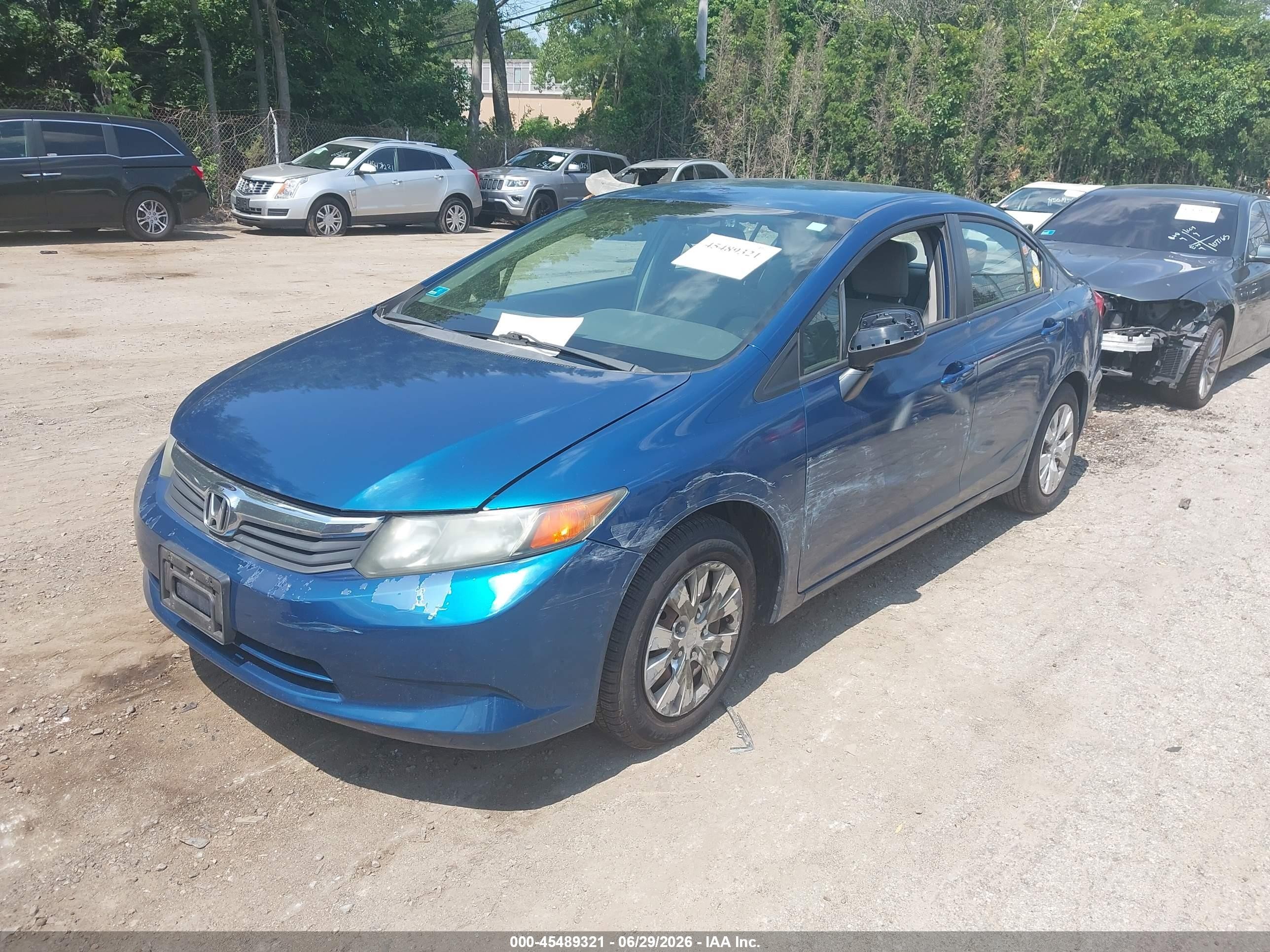 2012 Honda Civic Lx Blue vin: 2HGFB2F58CH543150