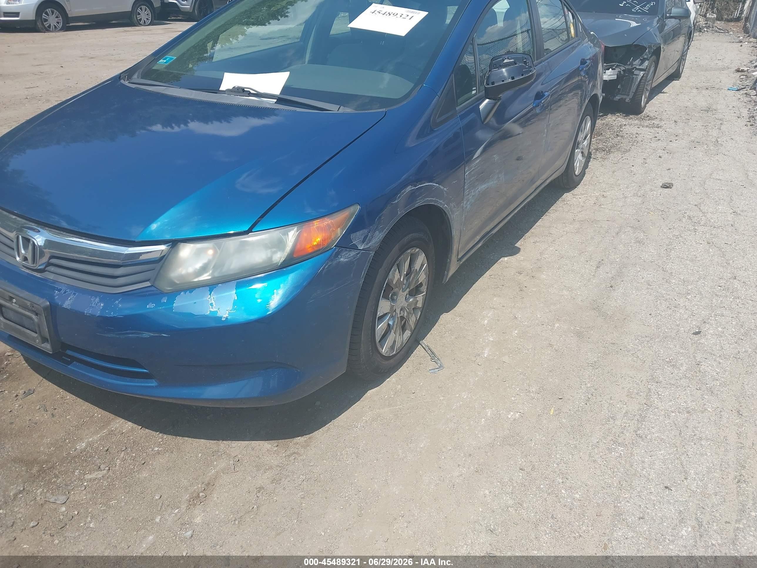 2012 Honda Civic Lx Blue vin: 2HGFB2F58CH543150