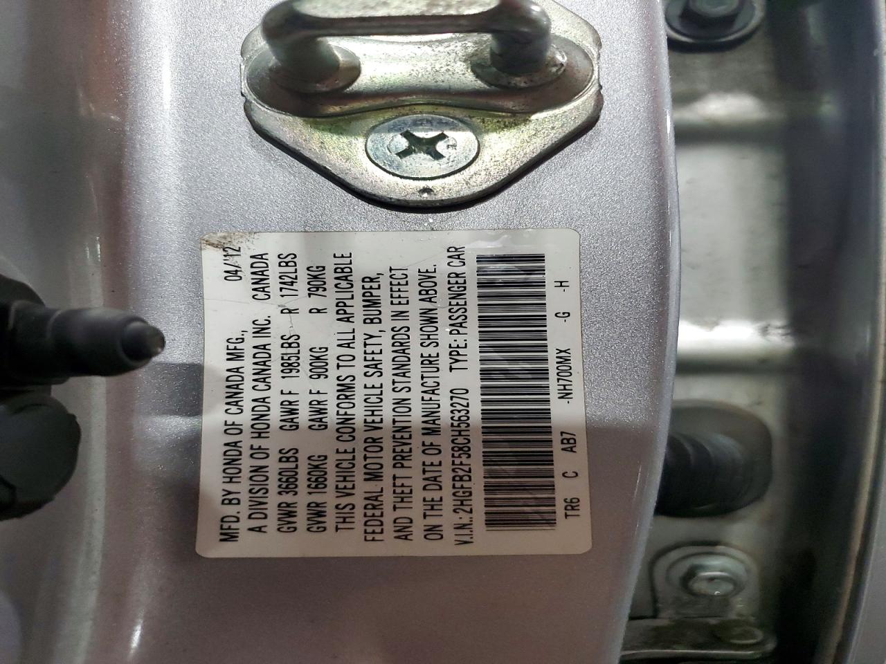 2012 Honda Civic Lx Серебряный vin: 2HGFB2F58CH563270