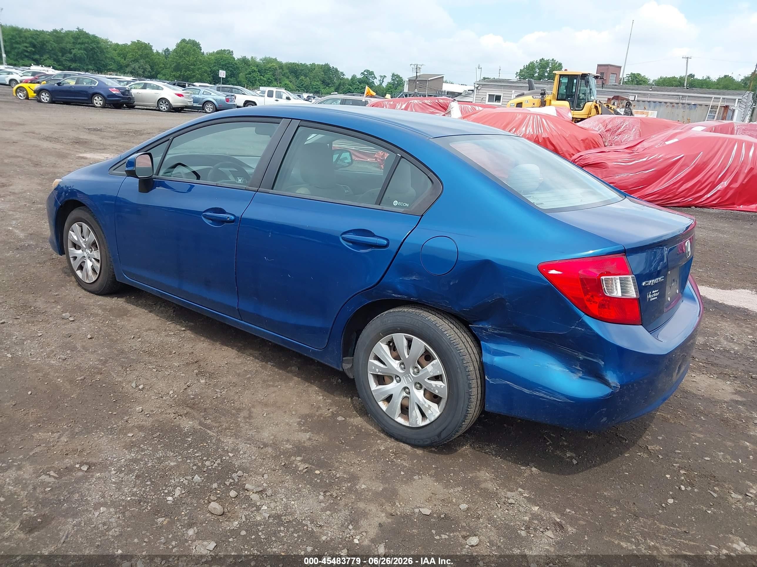 2012 Honda Civic Lx Blue vin: 2HGFB2F58CH564368
