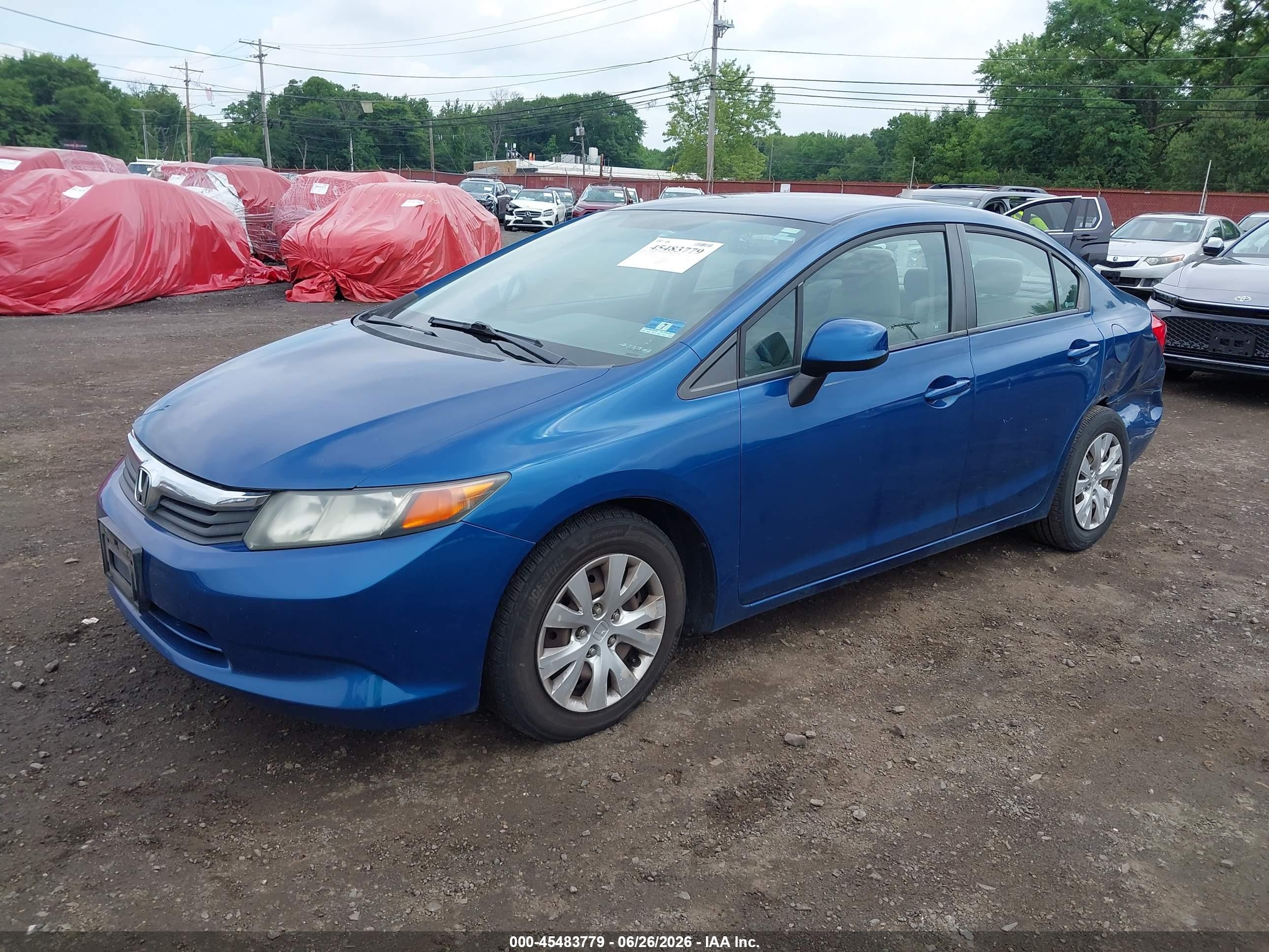 2012 Honda Civic Lx Blue vin: 2HGFB2F58CH564368