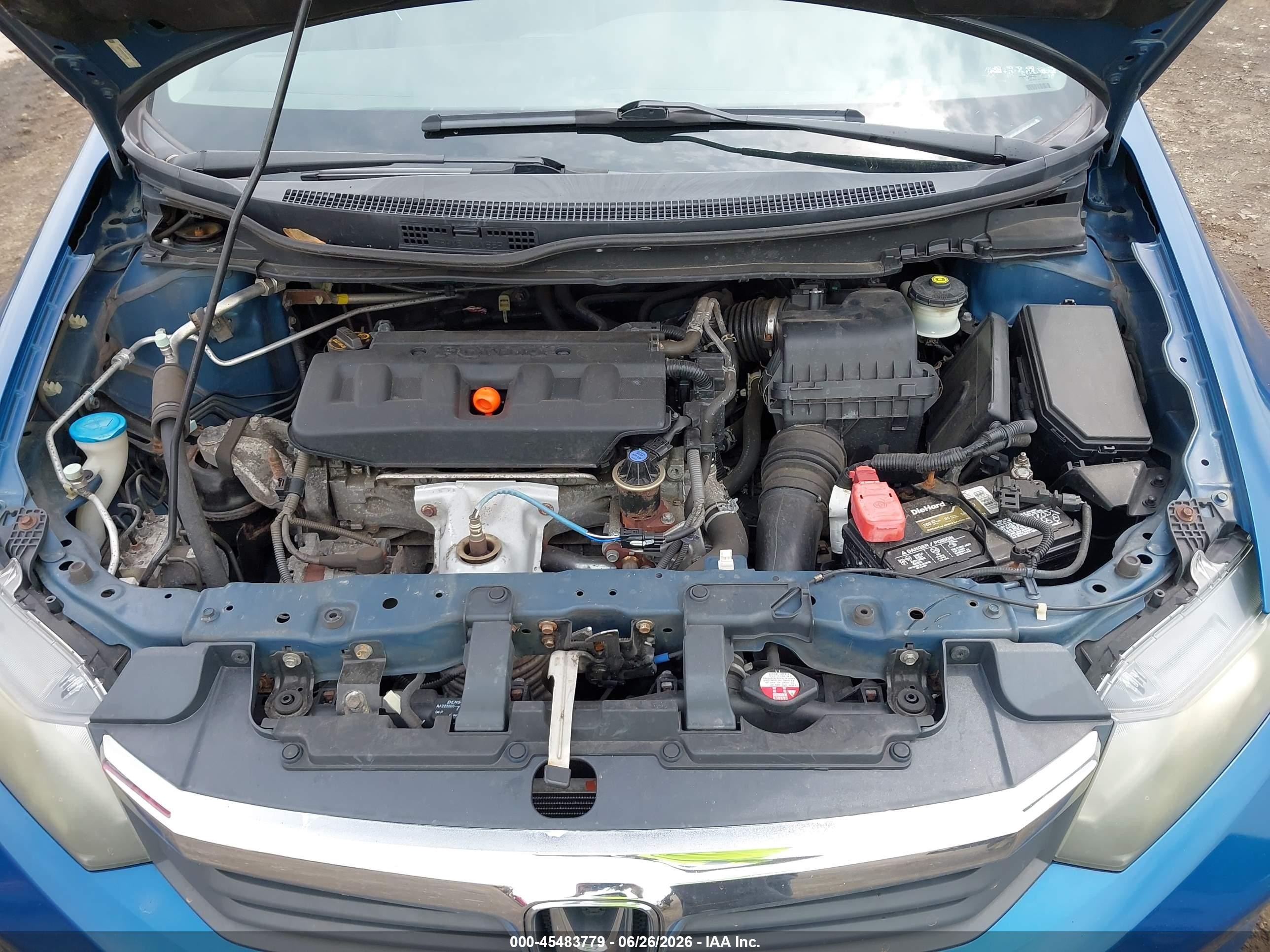 2012 Honda Civic Lx Blue vin: 2HGFB2F58CH564368