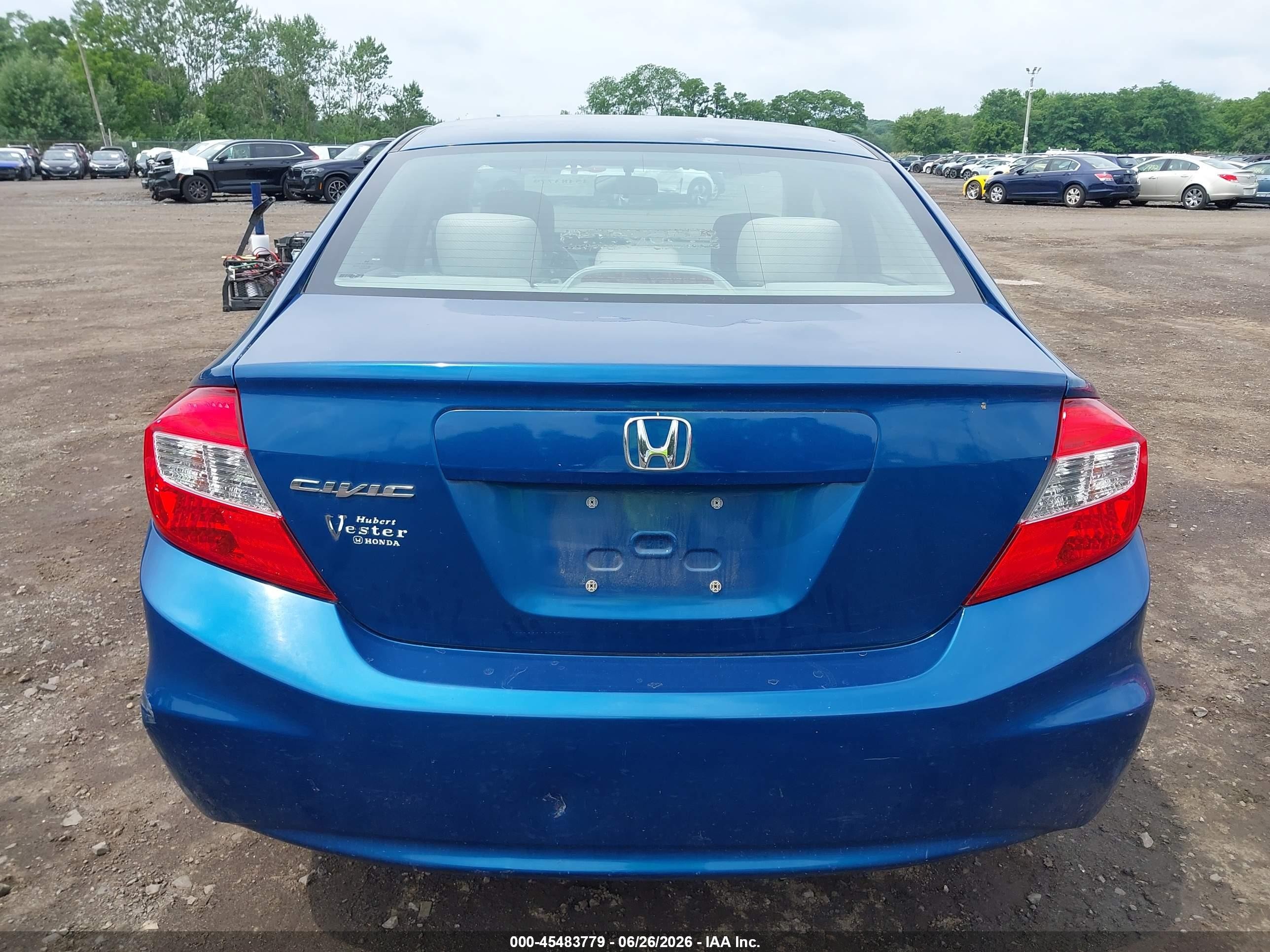 2012 Honda Civic Lx Blue vin: 2HGFB2F58CH564368