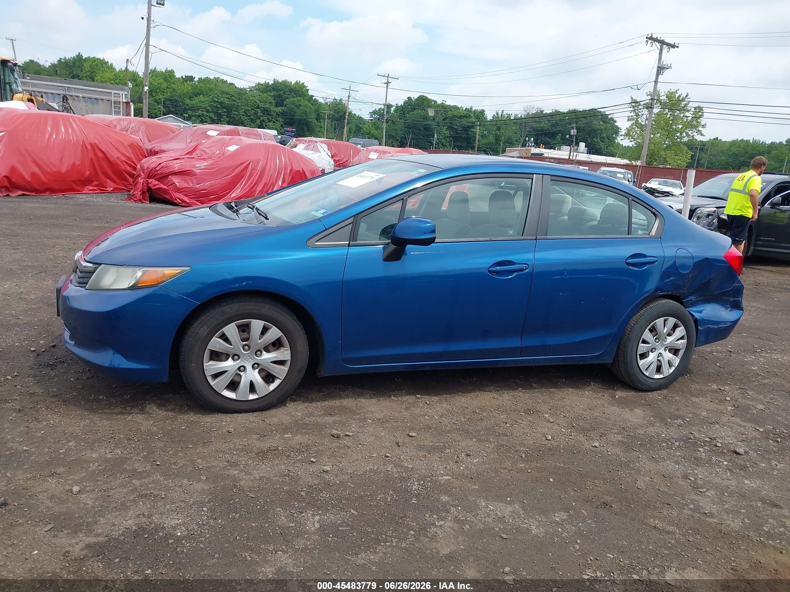 2012 Honda Civic Lx Blue vin: 2HGFB2F58CH564368