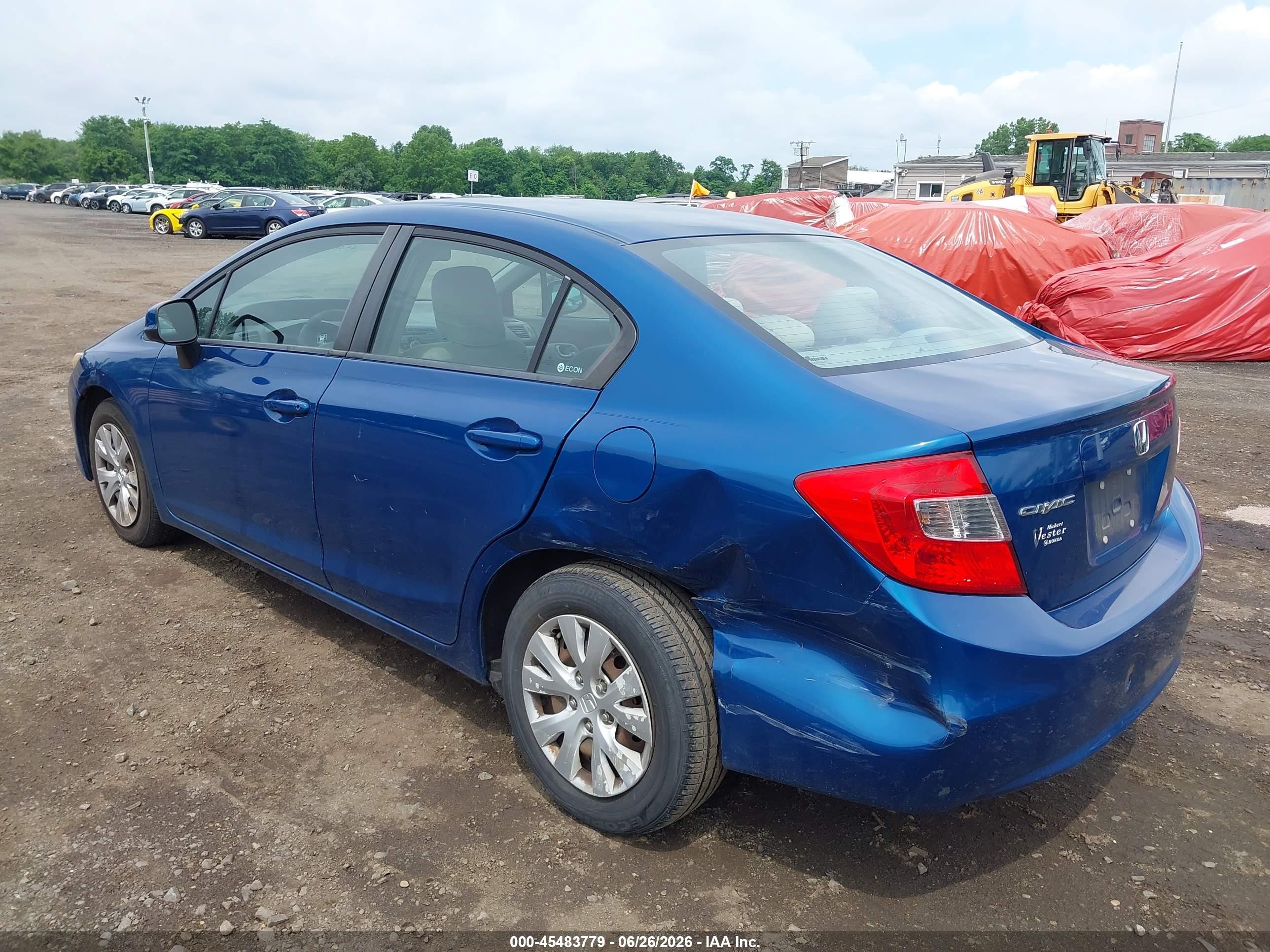 2012 Honda Civic Lx Blue vin: 2HGFB2F58CH564368