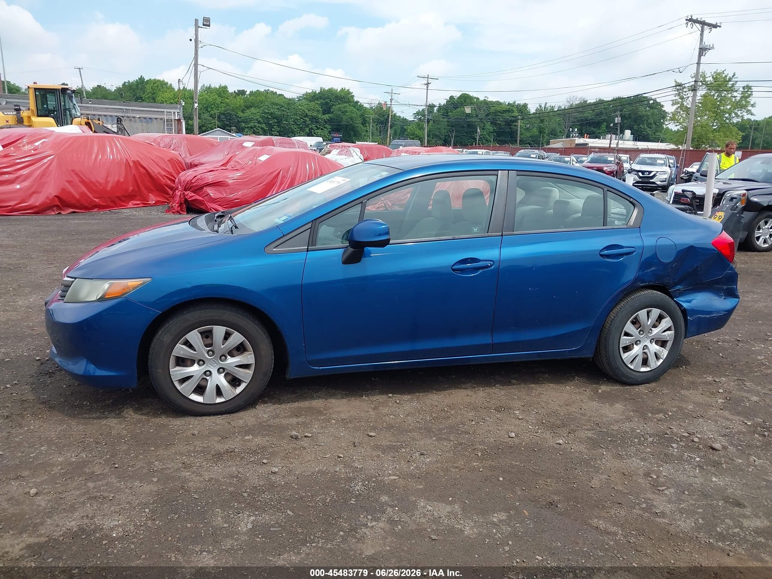 2012 Honda Civic Lx Blue vin: 2HGFB2F58CH564368