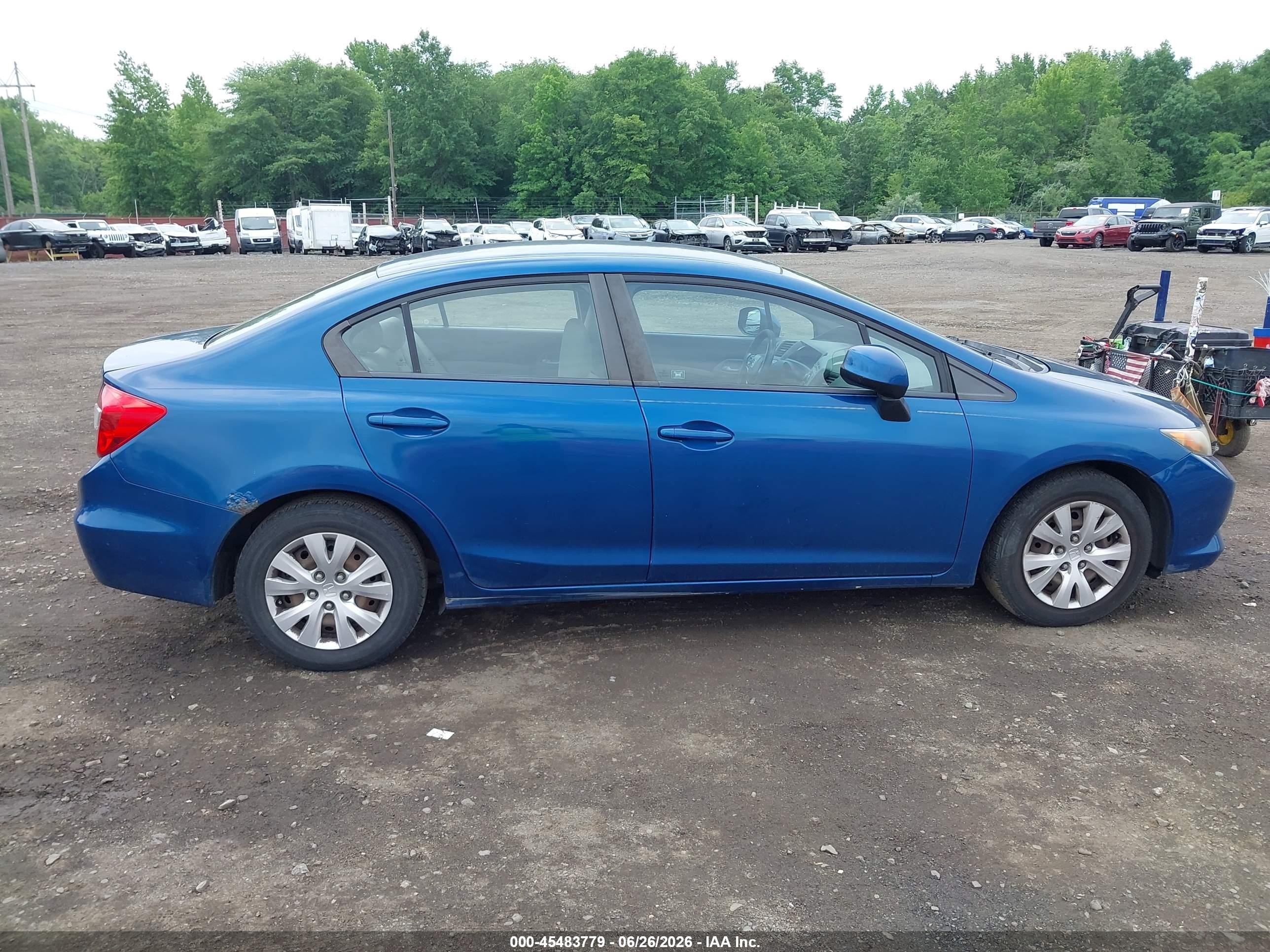 2012 Honda Civic Lx Blue vin: 2HGFB2F58CH564368