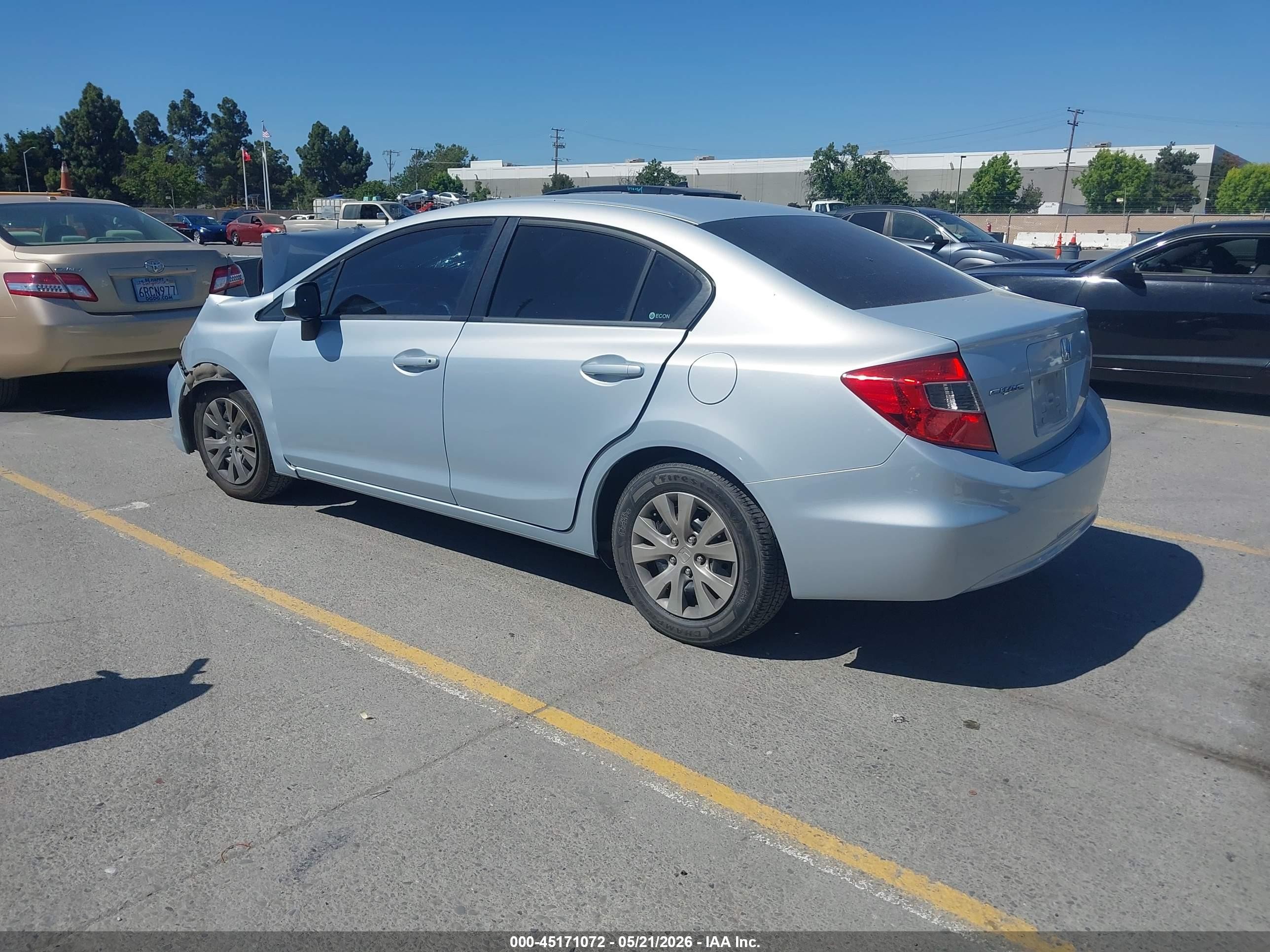 2012 Honda Civic Lx Blue vin: 2HGFB2F58CH595345