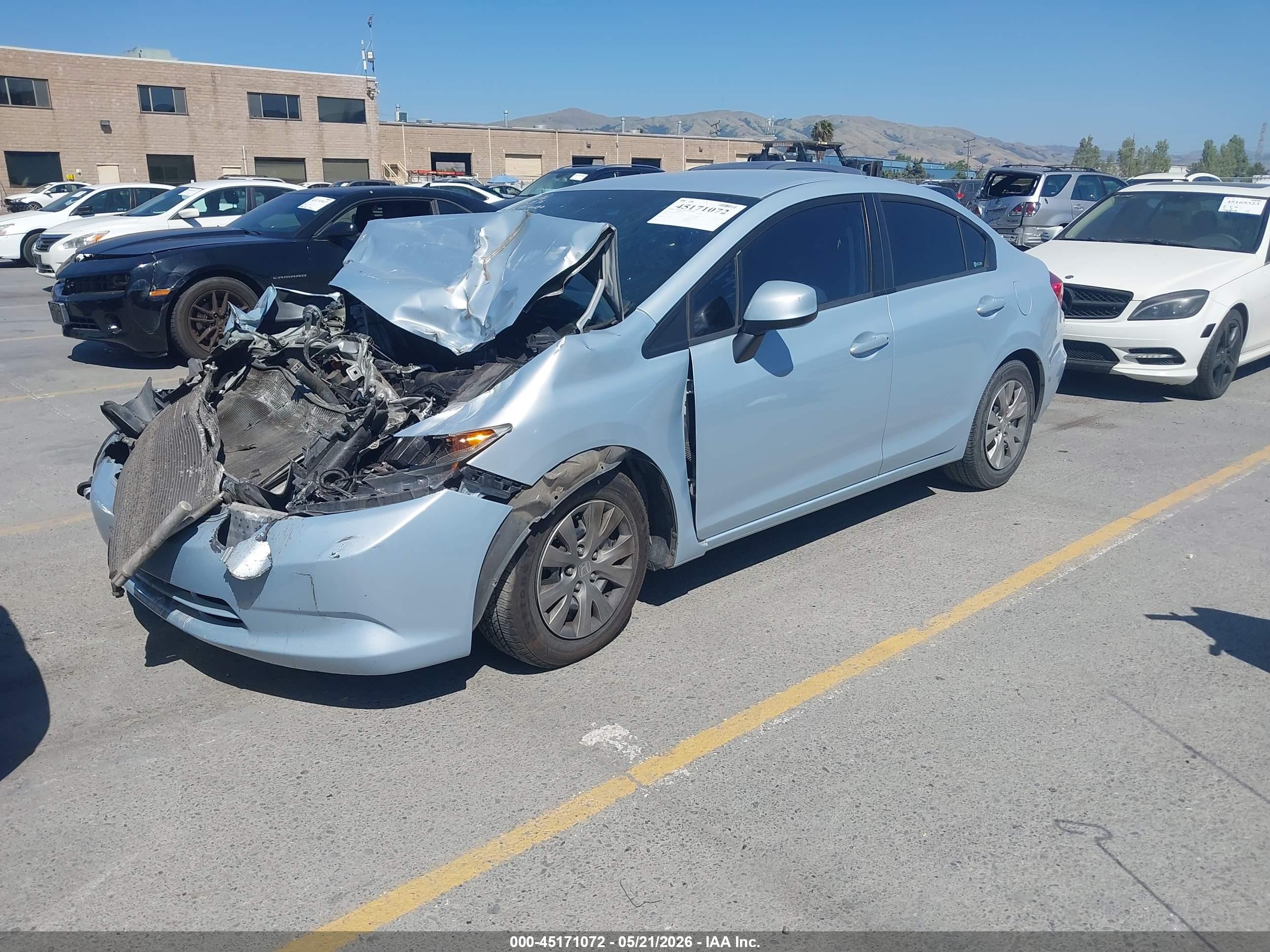 2012 Honda Civic Lx Blue vin: 2HGFB2F58CH595345