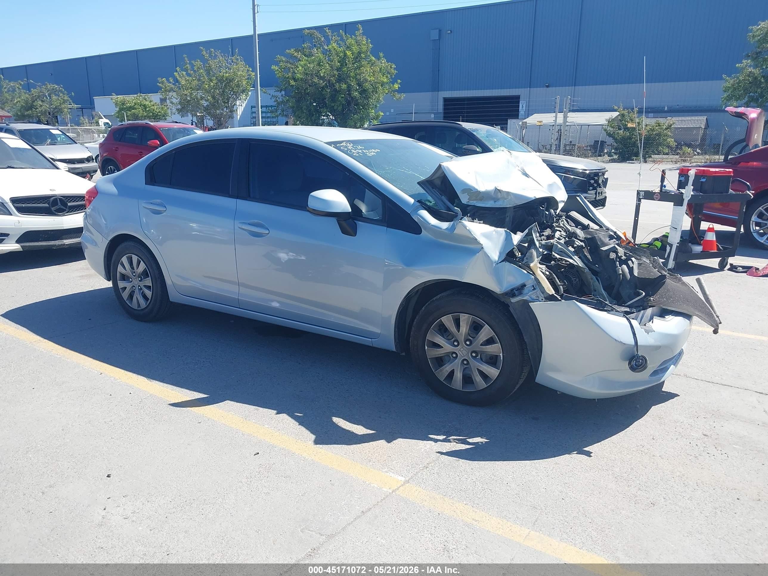 2012 Honda Civic Lx Blue vin: 2HGFB2F58CH595345