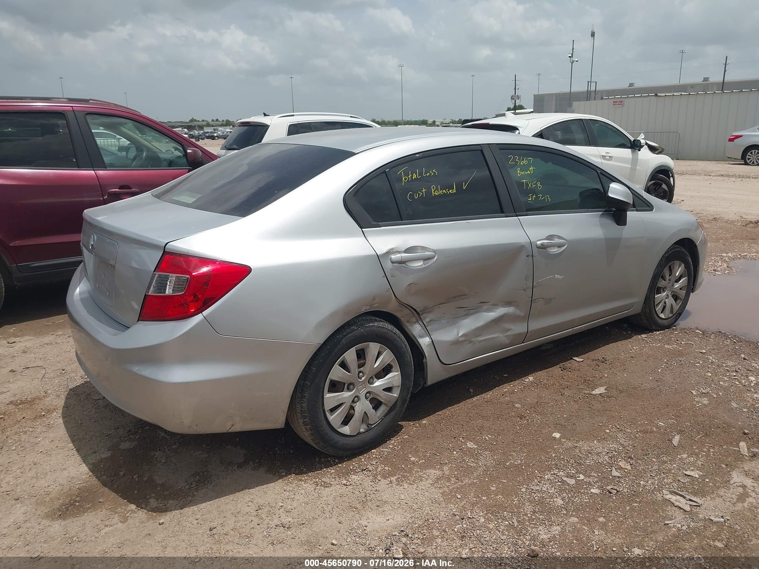 2012 Honda Civic Lx Silver vin: 2HGFB2F58CH595829