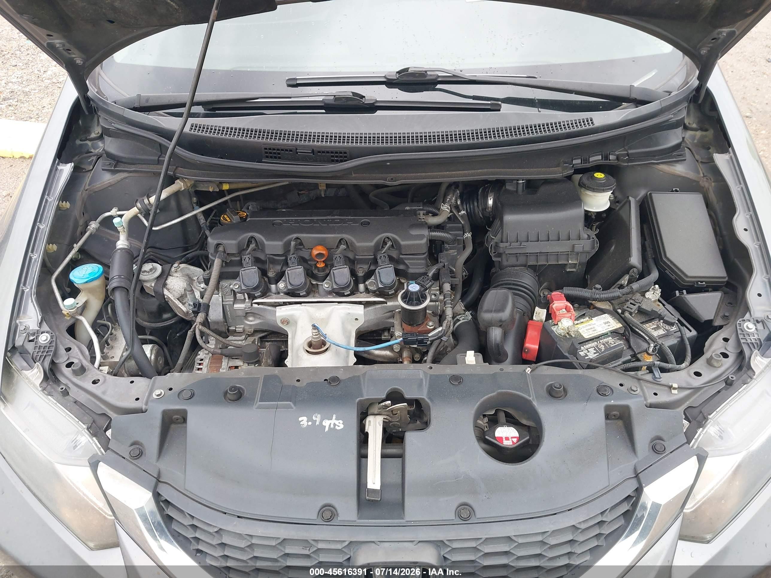 2013 Honda Civic Lx Gray vin: 2HGFB2F58DH504818