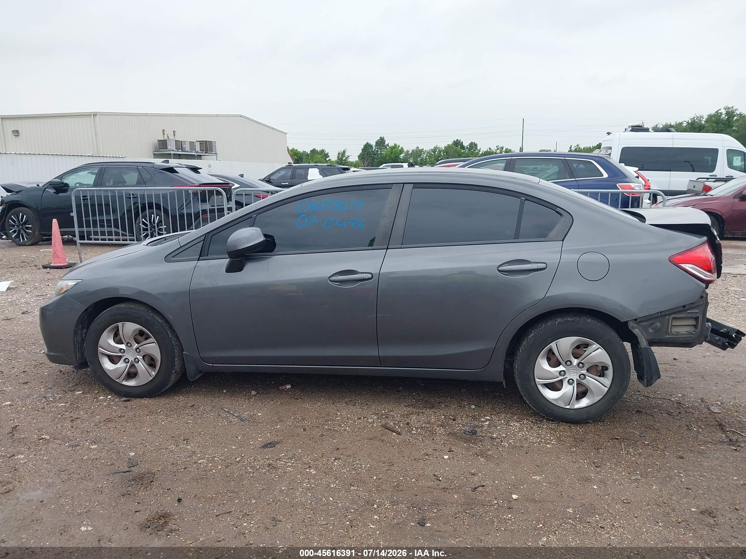 2013 Honda Civic Lx Gray vin: 2HGFB2F58DH504818