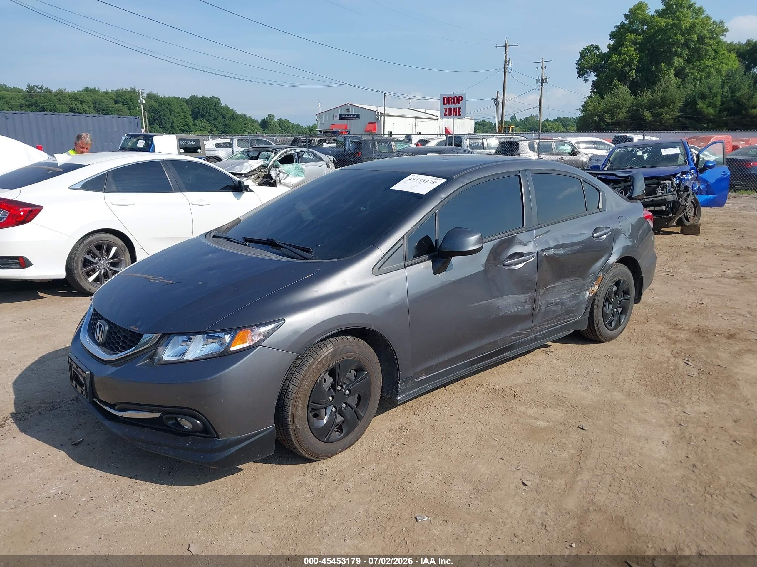2013 Honda Civic Lx Серый vin: 2HGFB2F58DH565571