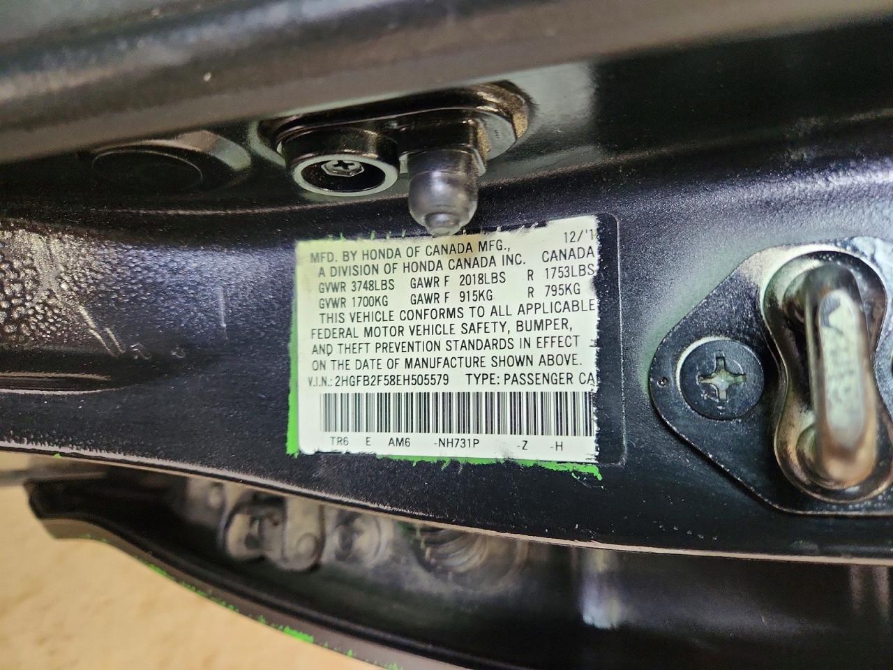 2014 Honda Civic Lx Black vin: 2HGFB2F58EH505579
