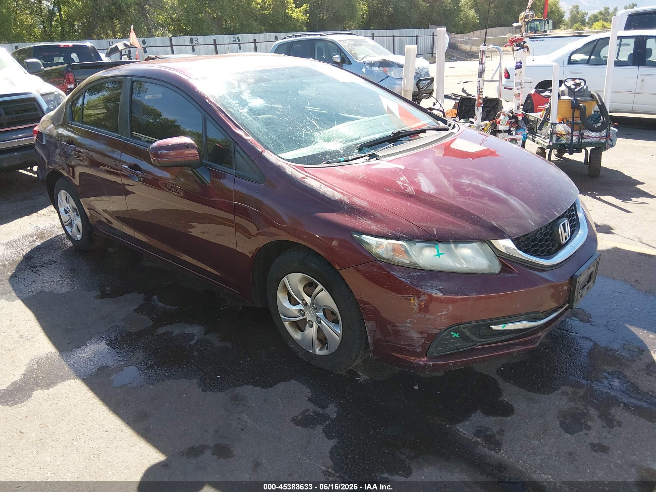 2015 Honda Civic Lx Burgundy vin: 2HGFB2F58FH531553