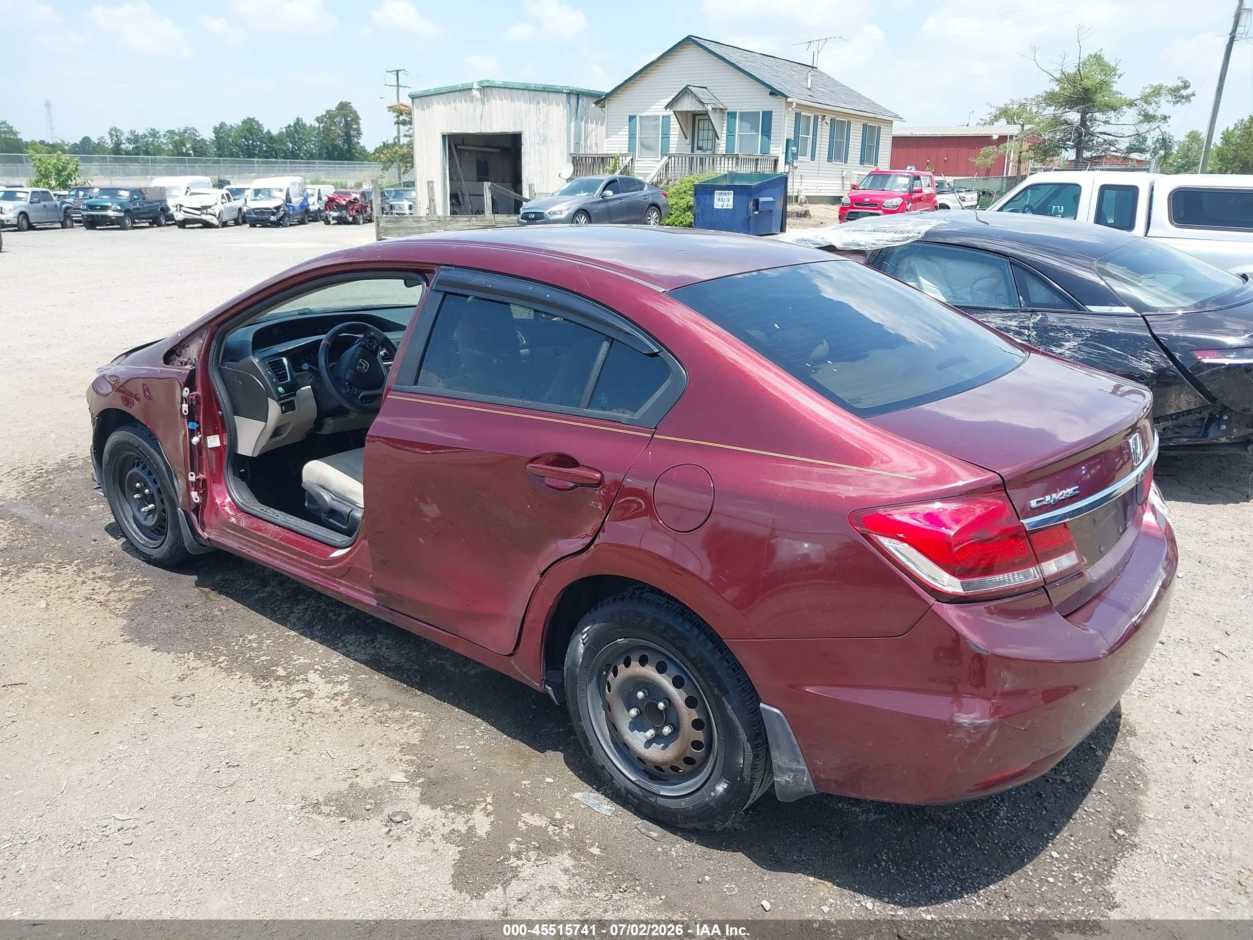 2015 Honda Civic Lx Burgundy vin: 2HGFB2F58FH540303