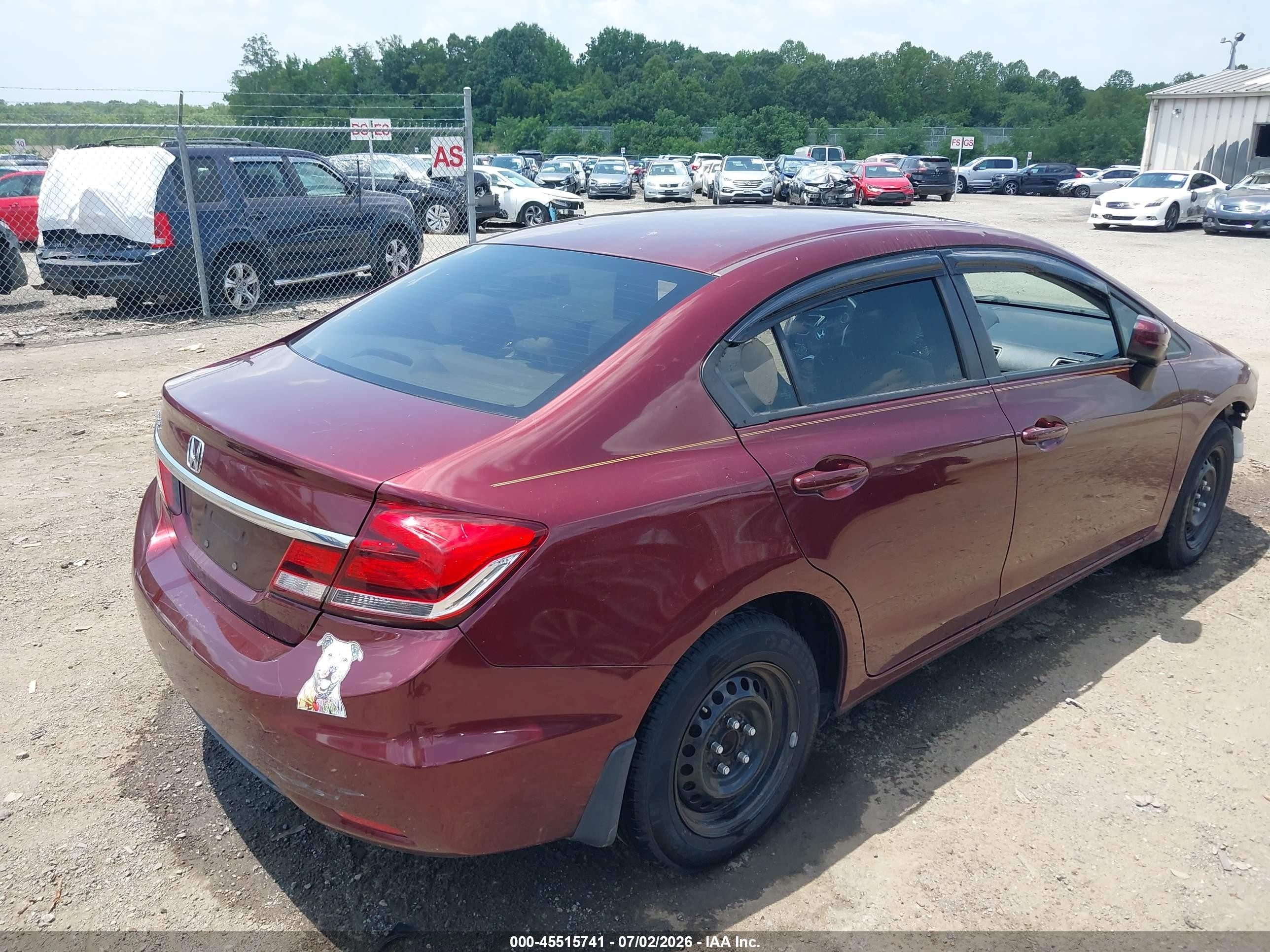 2015 Honda Civic Lx Burgundy vin: 2HGFB2F58FH540303