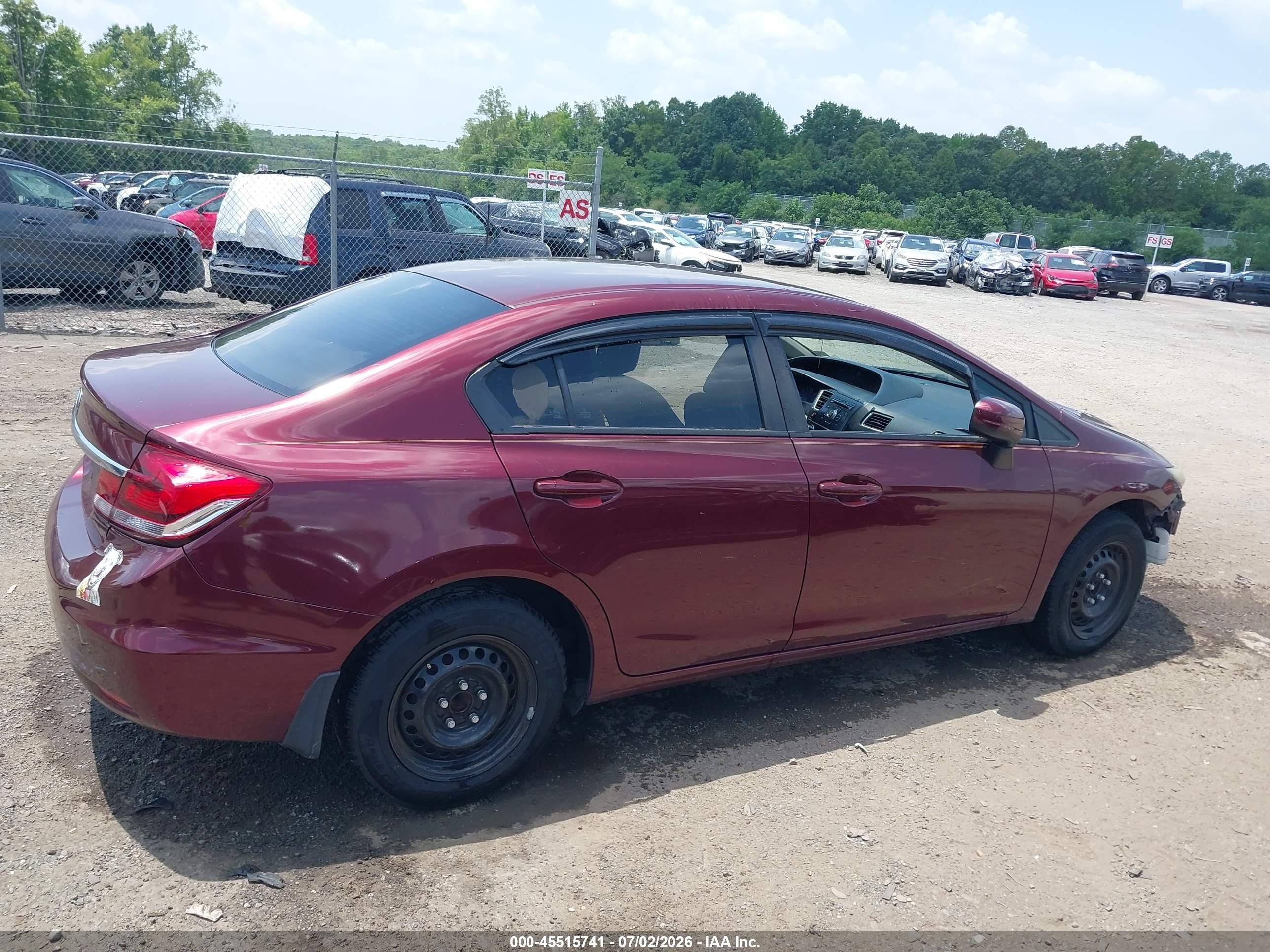 2015 Honda Civic Lx Burgundy vin: 2HGFB2F58FH540303