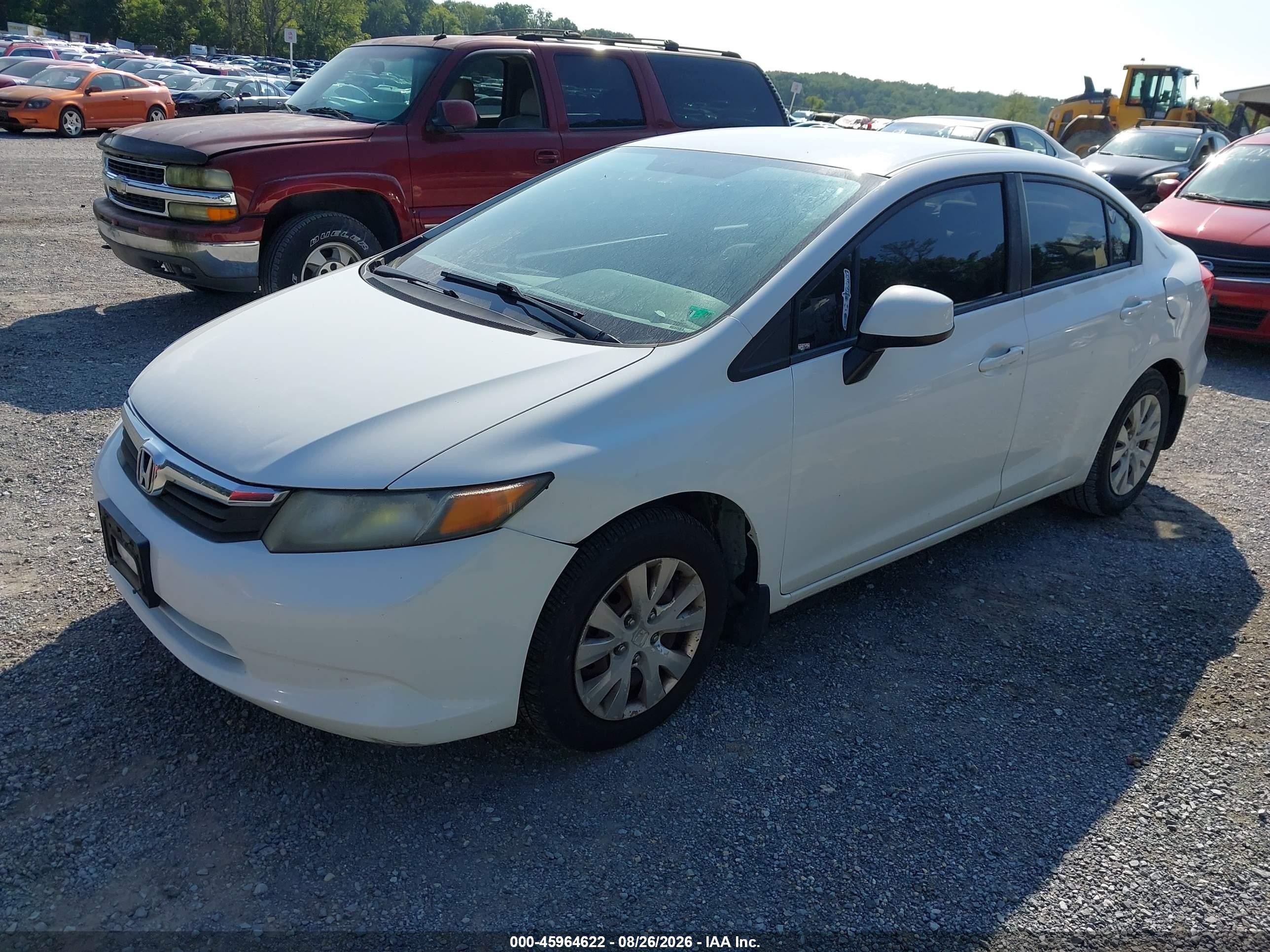 2012 Honda Civic Lx White vin: 2HGFB2F59CH300401