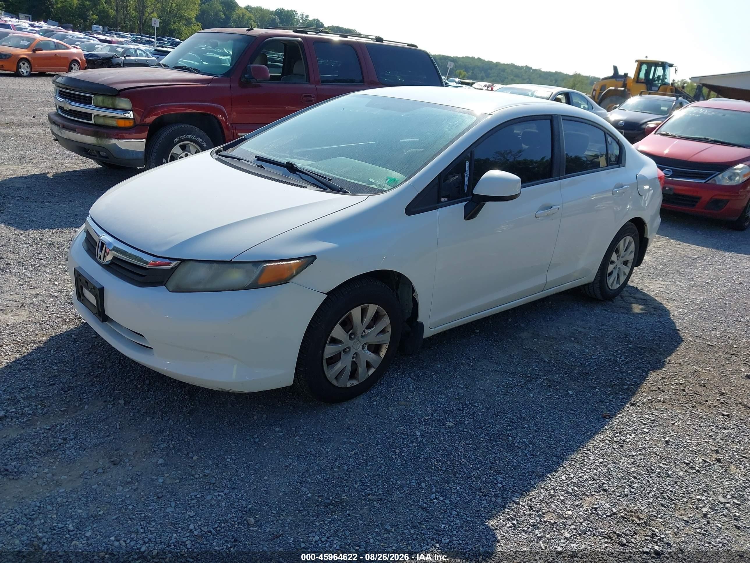 2012 Honda Civic Lx White vin: 2HGFB2F59CH300401