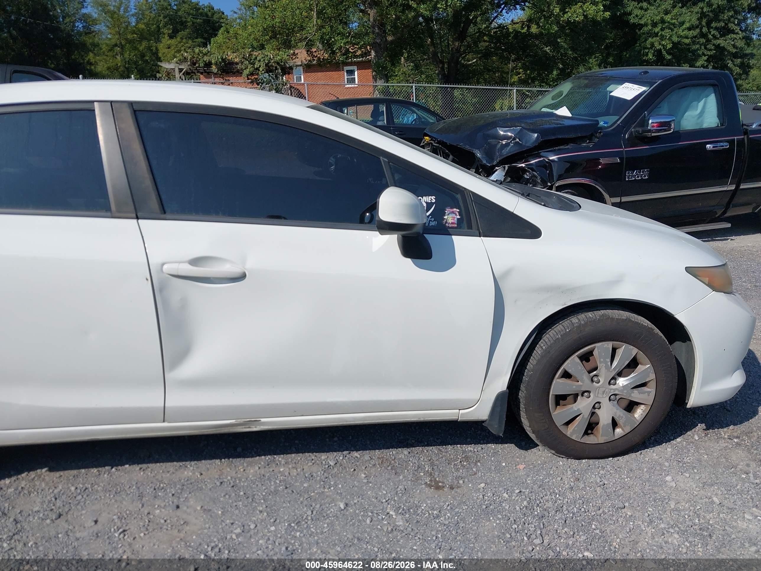 2012 Honda Civic Lx White vin: 2HGFB2F59CH300401