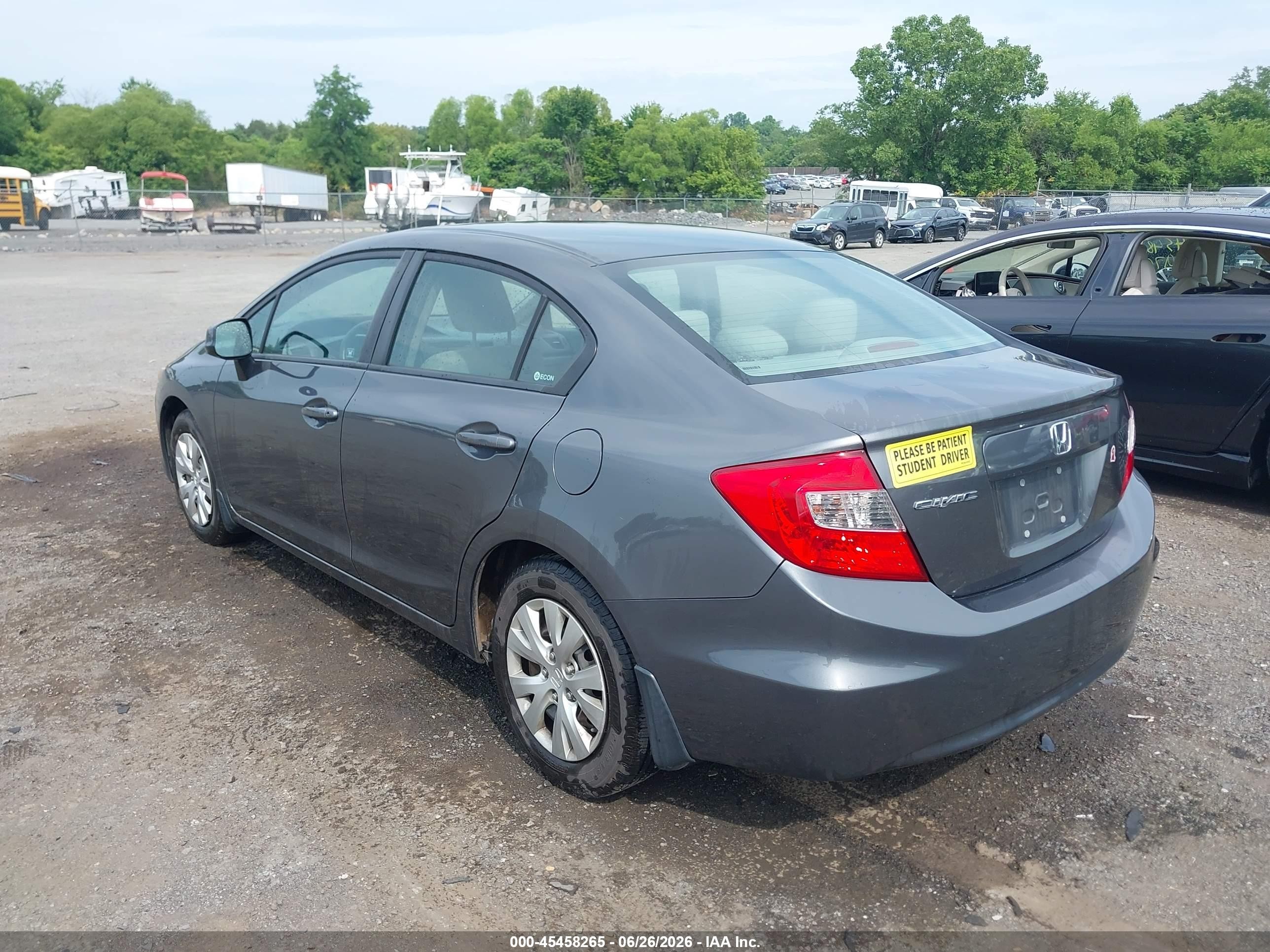 2012 Honda Civic Lx Gray vin: 2HGFB2F59CH304660