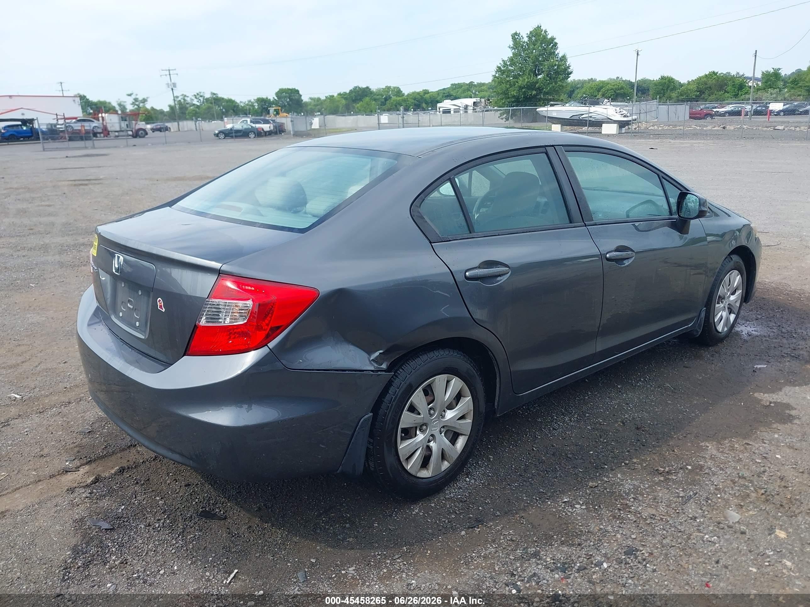 2012 Honda Civic Lx Gray vin: 2HGFB2F59CH304660