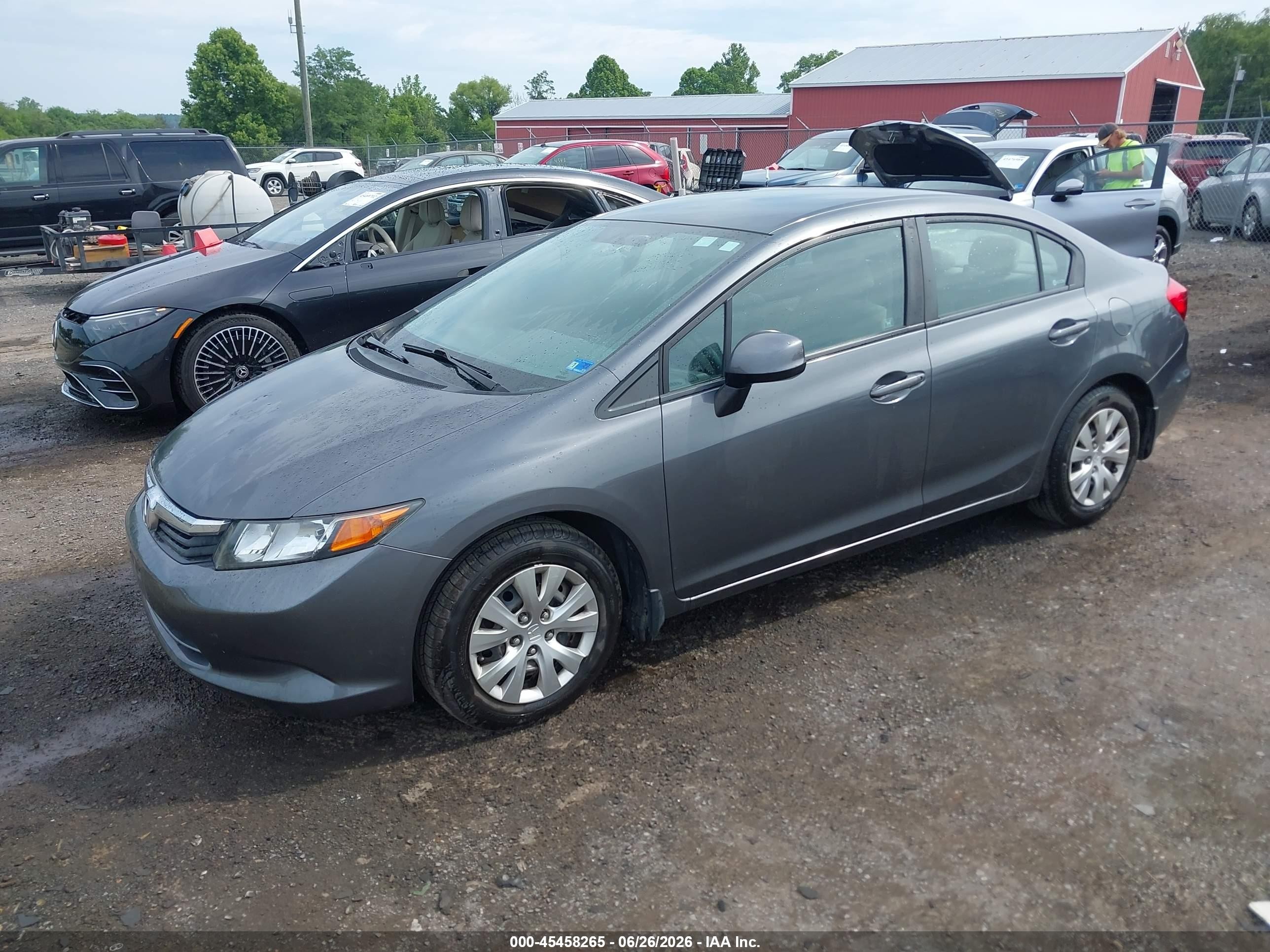 2012 Honda Civic Lx Gray vin: 2HGFB2F59CH304660