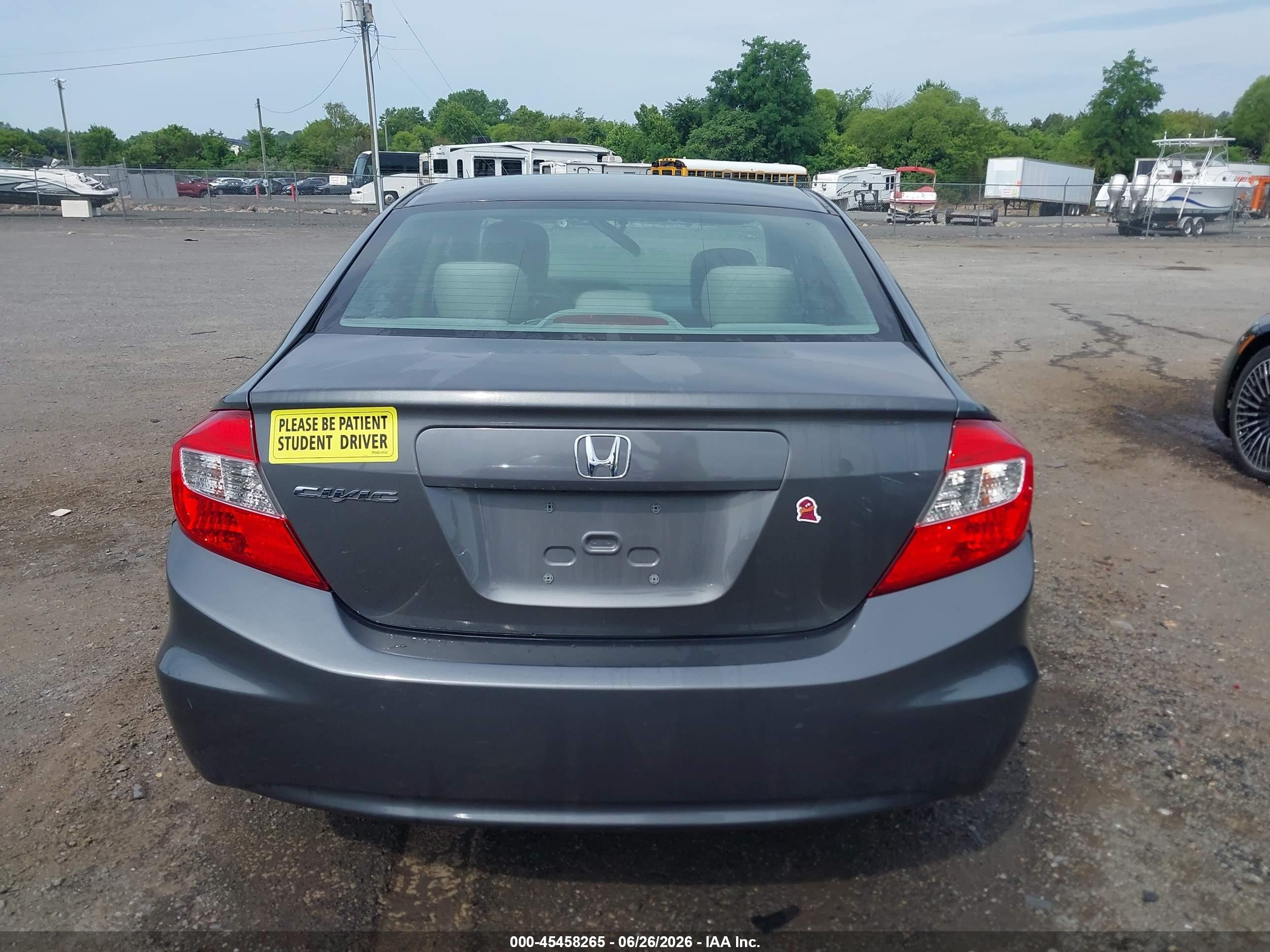 2012 Honda Civic Lx Gray vin: 2HGFB2F59CH304660