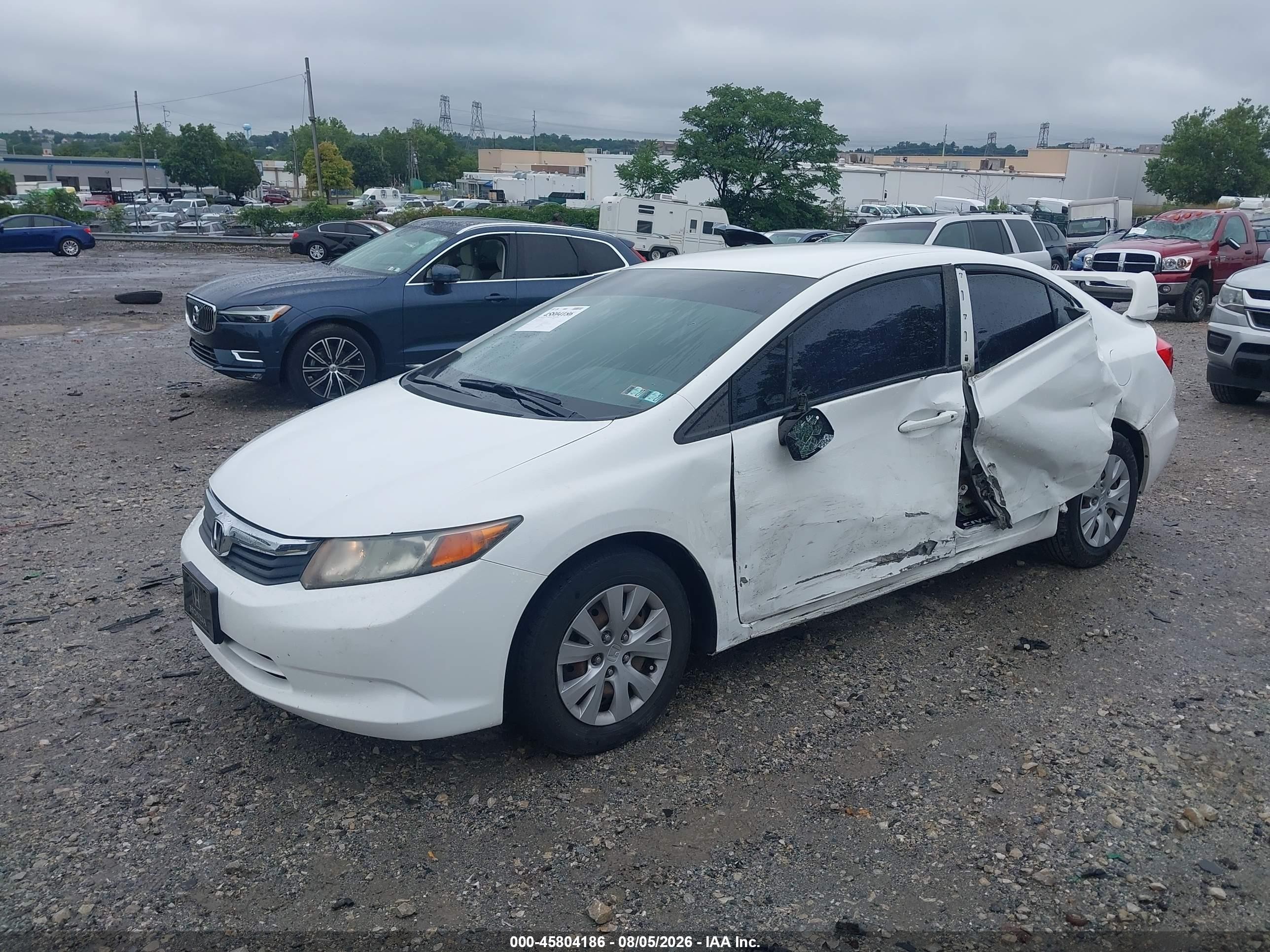 2012 Honda Civic Lx White vin: 2HGFB2F59CH331745