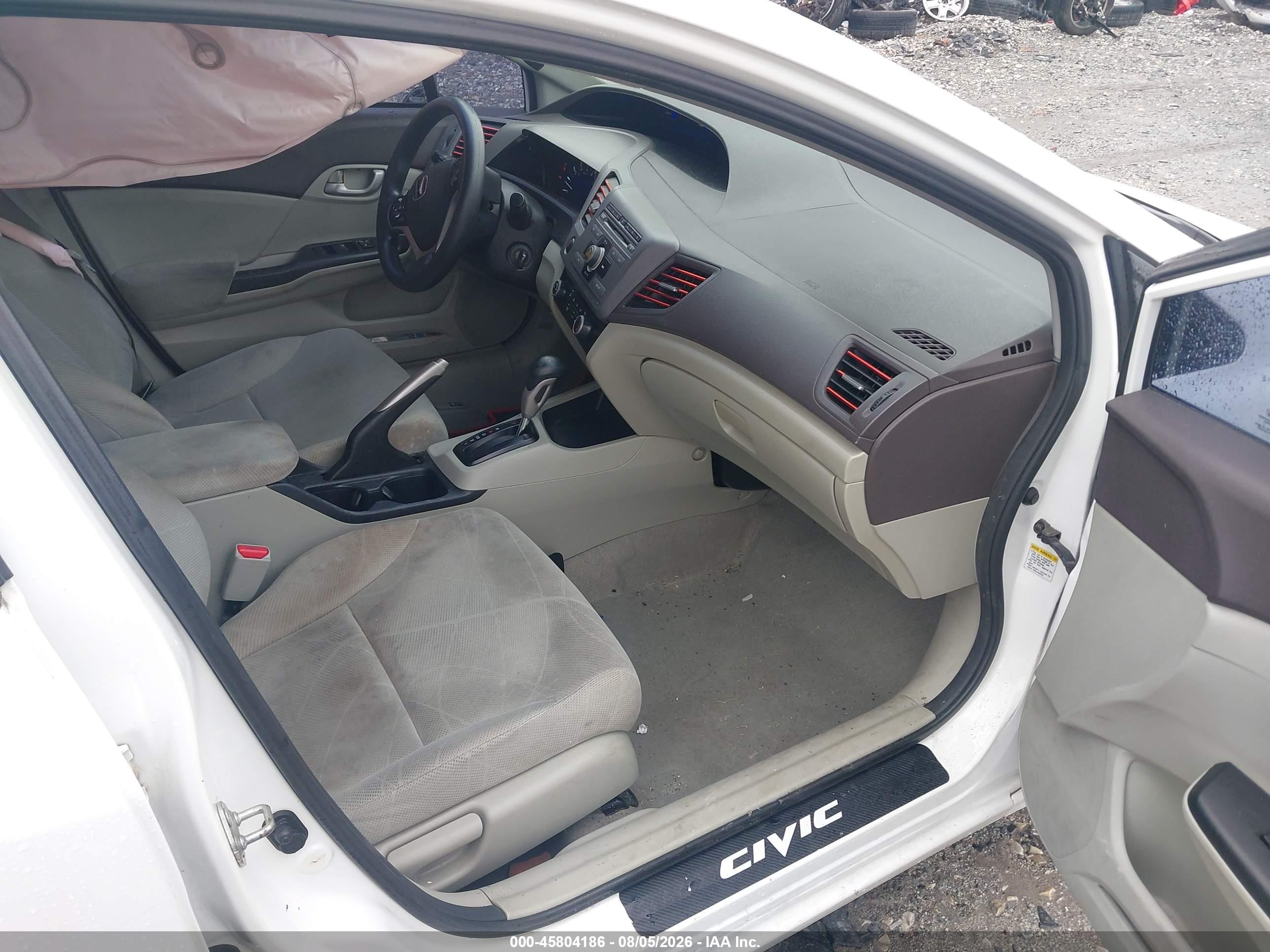 2012 Honda Civic Lx White vin: 2HGFB2F59CH331745