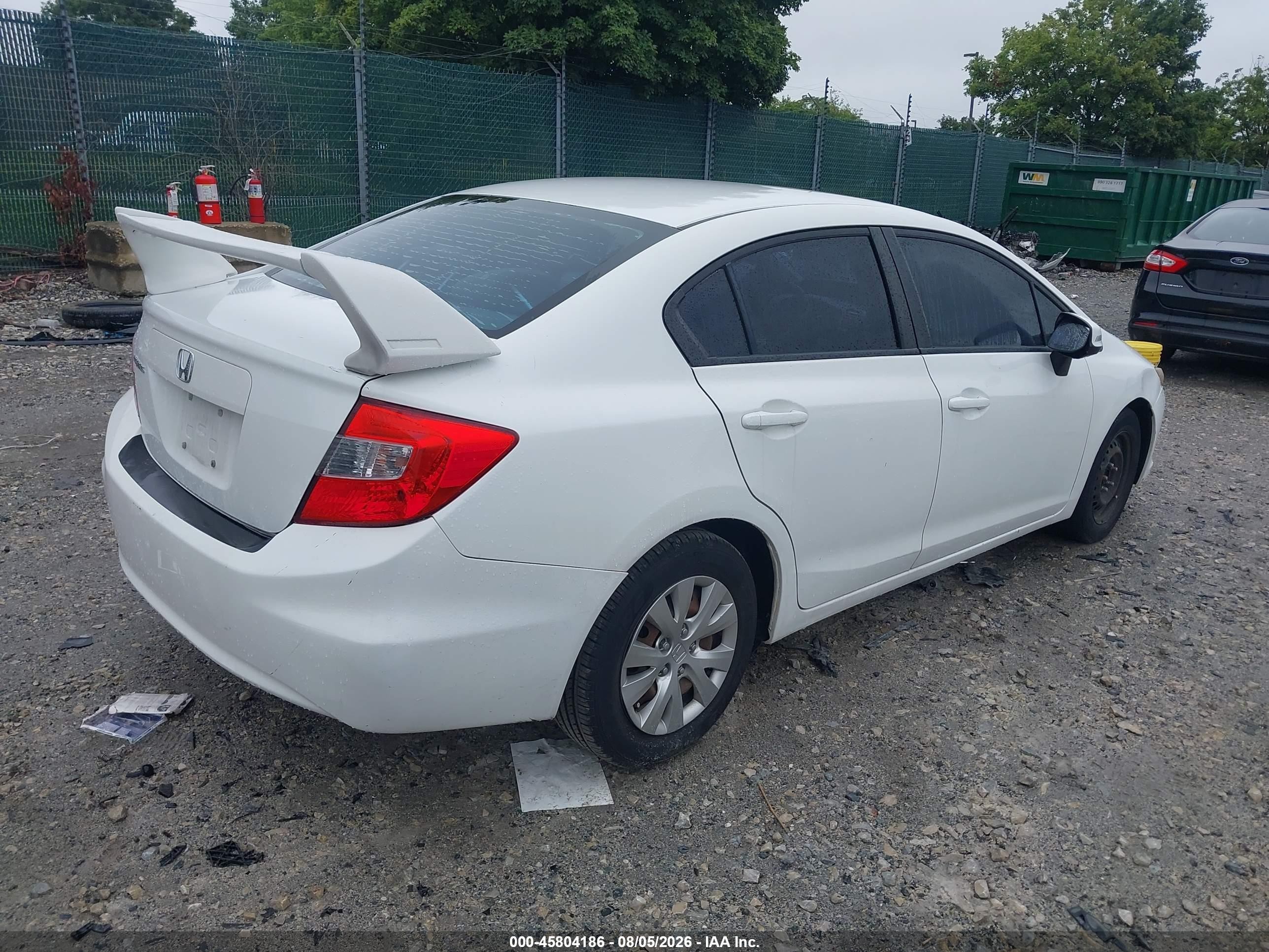 2012 Honda Civic Lx White vin: 2HGFB2F59CH331745