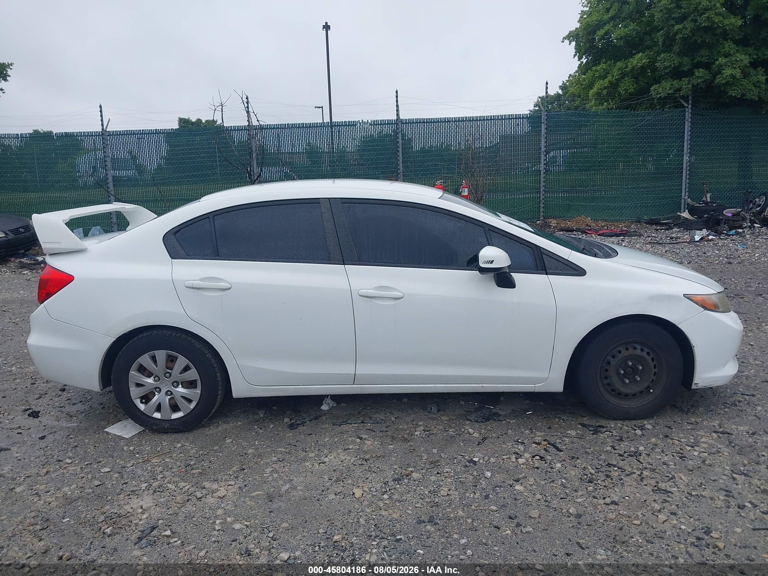 2012 Honda Civic Lx White vin: 2HGFB2F59CH331745