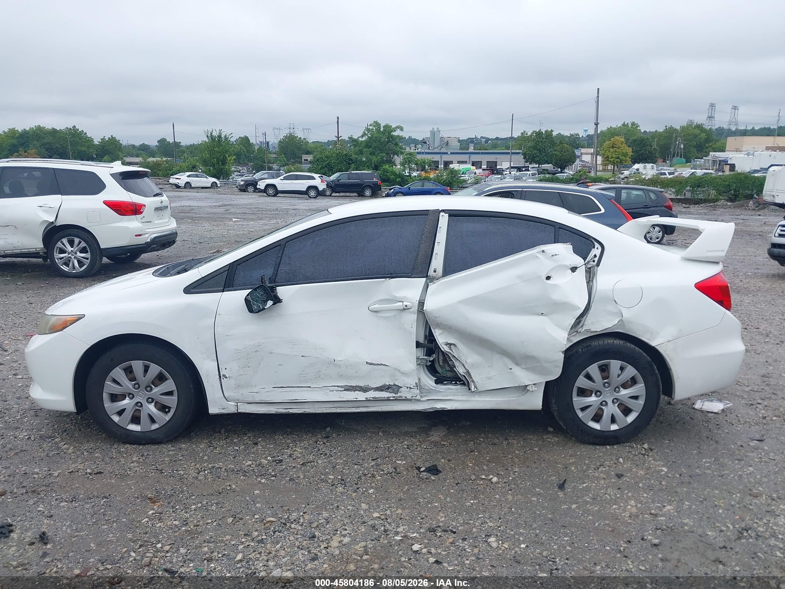 2012 Honda Civic Lx White vin: 2HGFB2F59CH331745