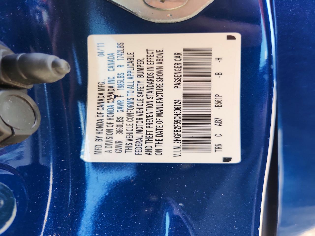 2012 Honda Civic Lx Синий vin: 2HGFB2F59CH506124