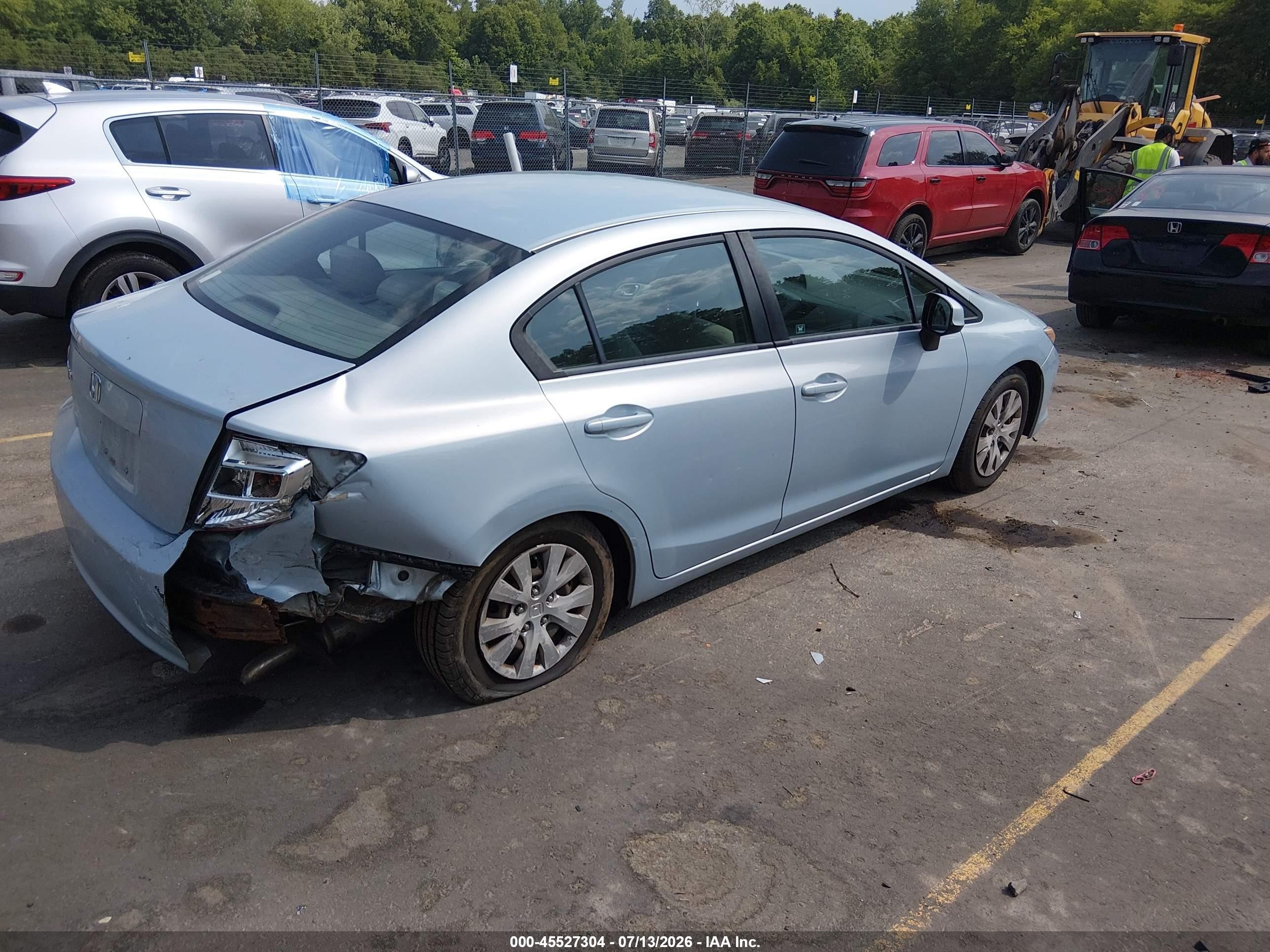 2012 Honda Civic Lx Light Blue vin: 2HGFB2F59CH530472