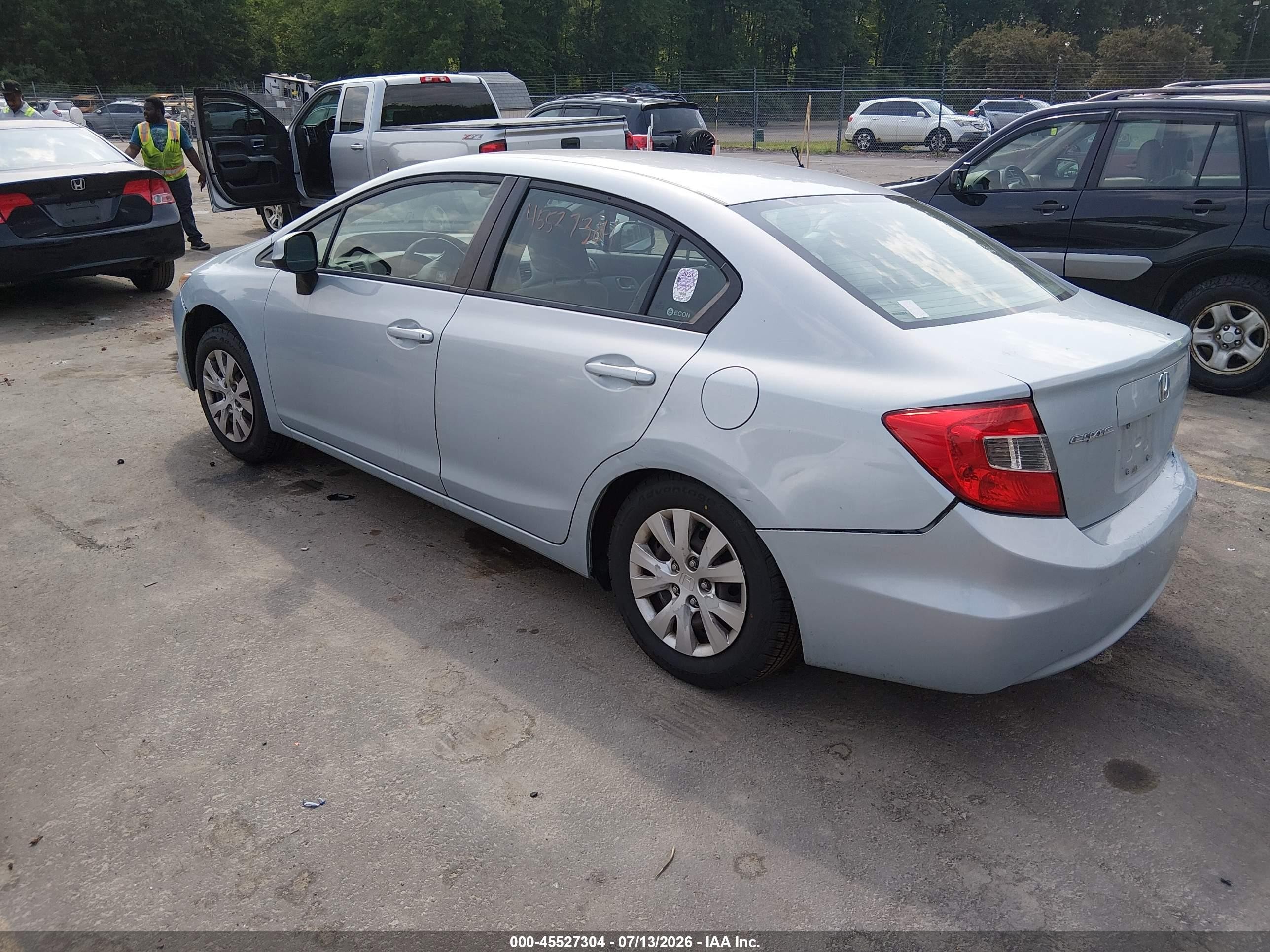 2012 Honda Civic Lx Light Blue vin: 2HGFB2F59CH530472
