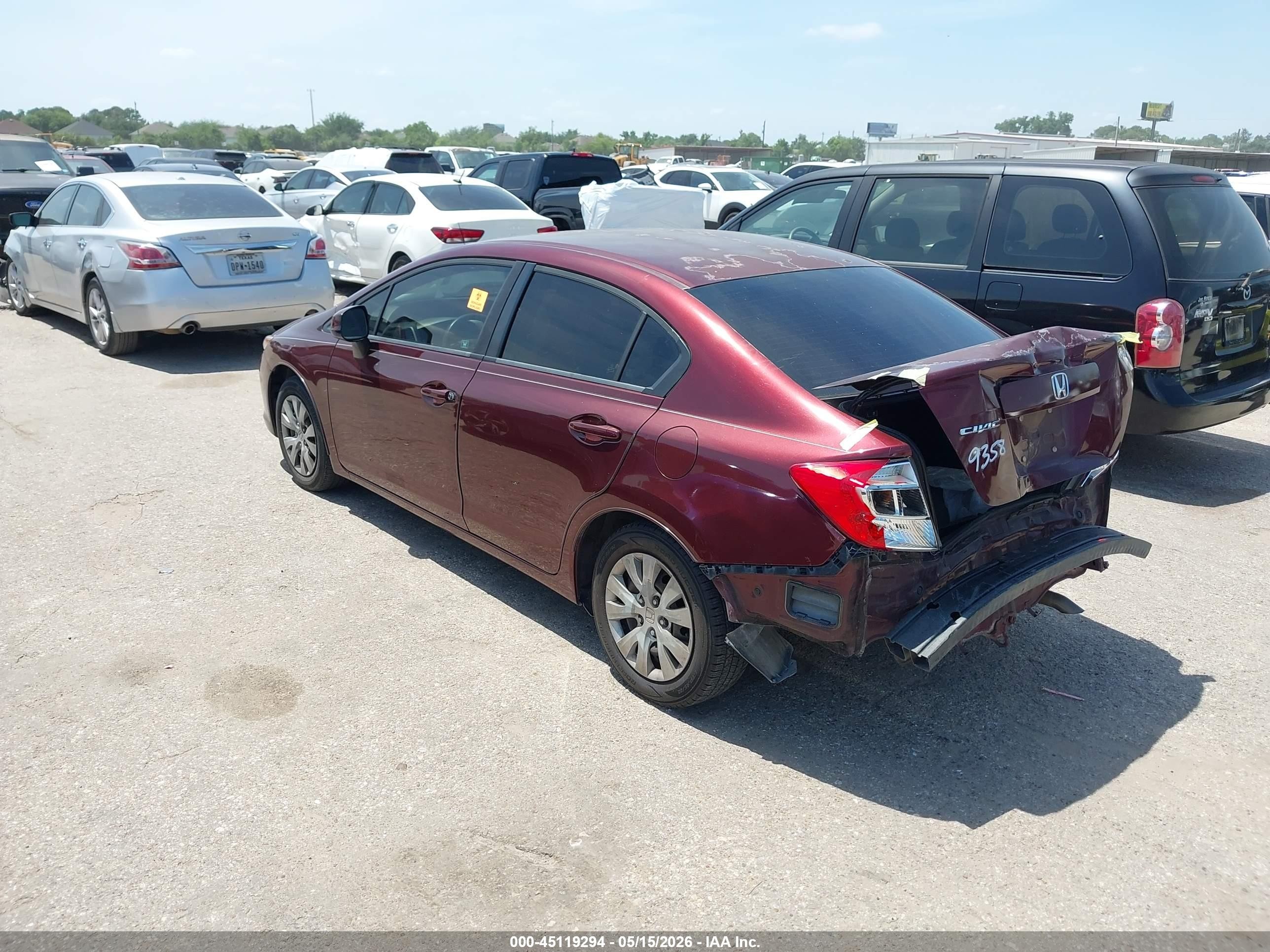 2012 Honda Civic Lx Red vin: 2HGFB2F59CH533341