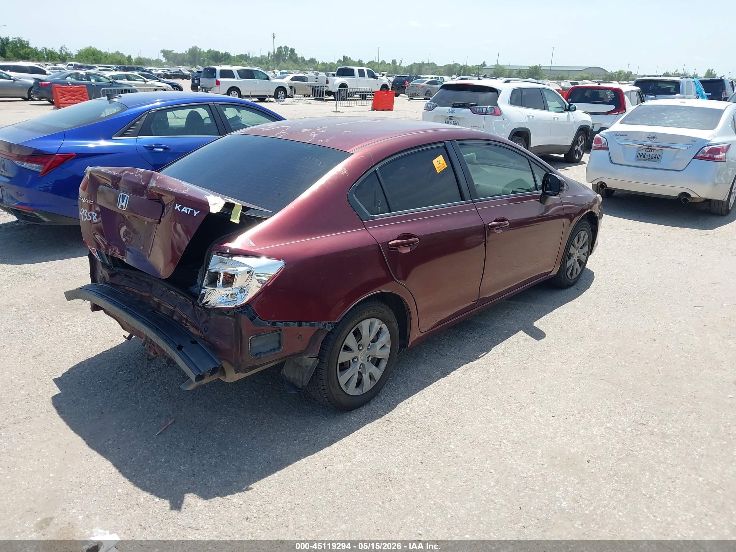 2012 Honda Civic Lx Red vin: 2HGFB2F59CH533341
