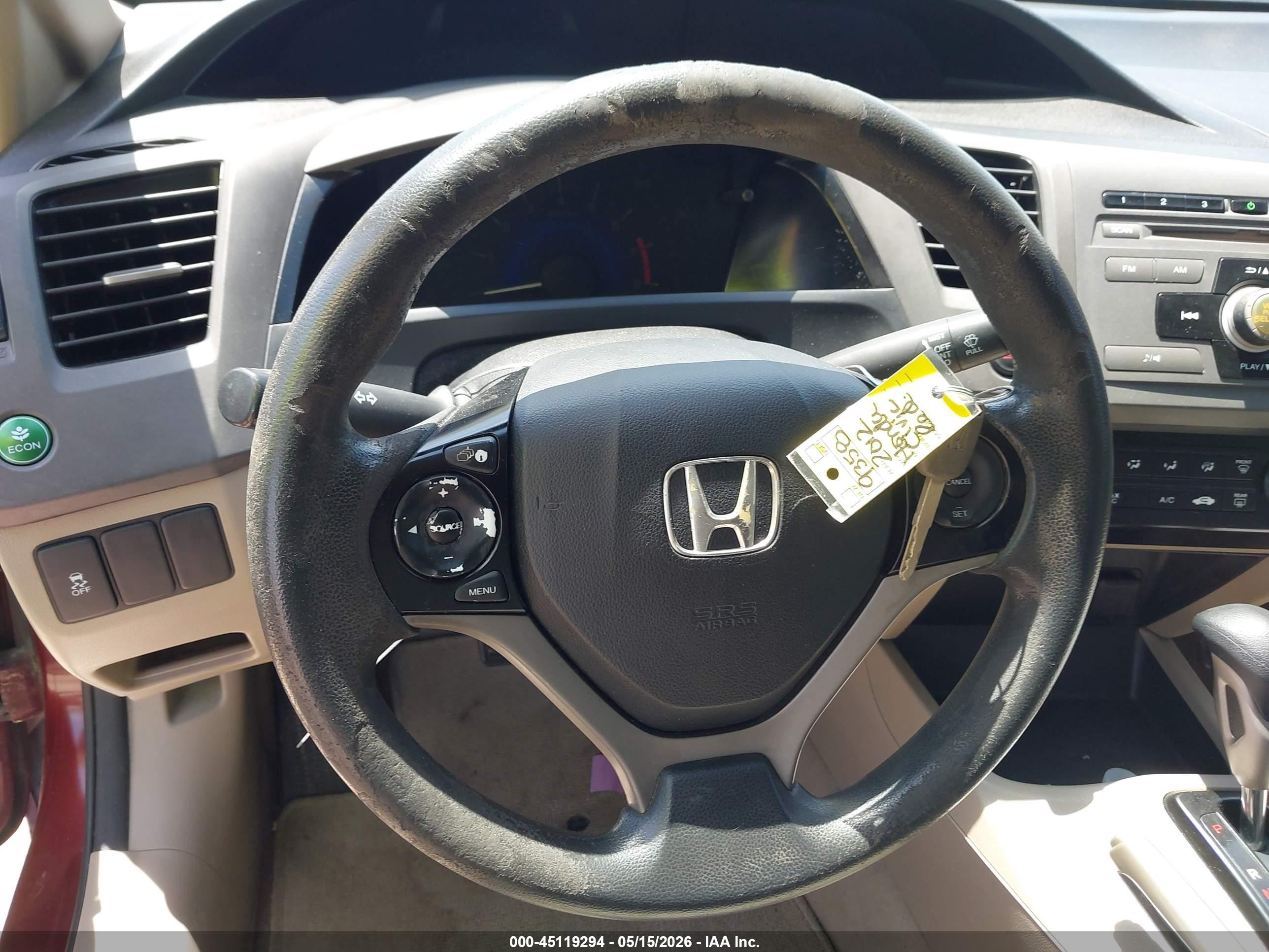 2012 Honda Civic Lx Red vin: 2HGFB2F59CH533341